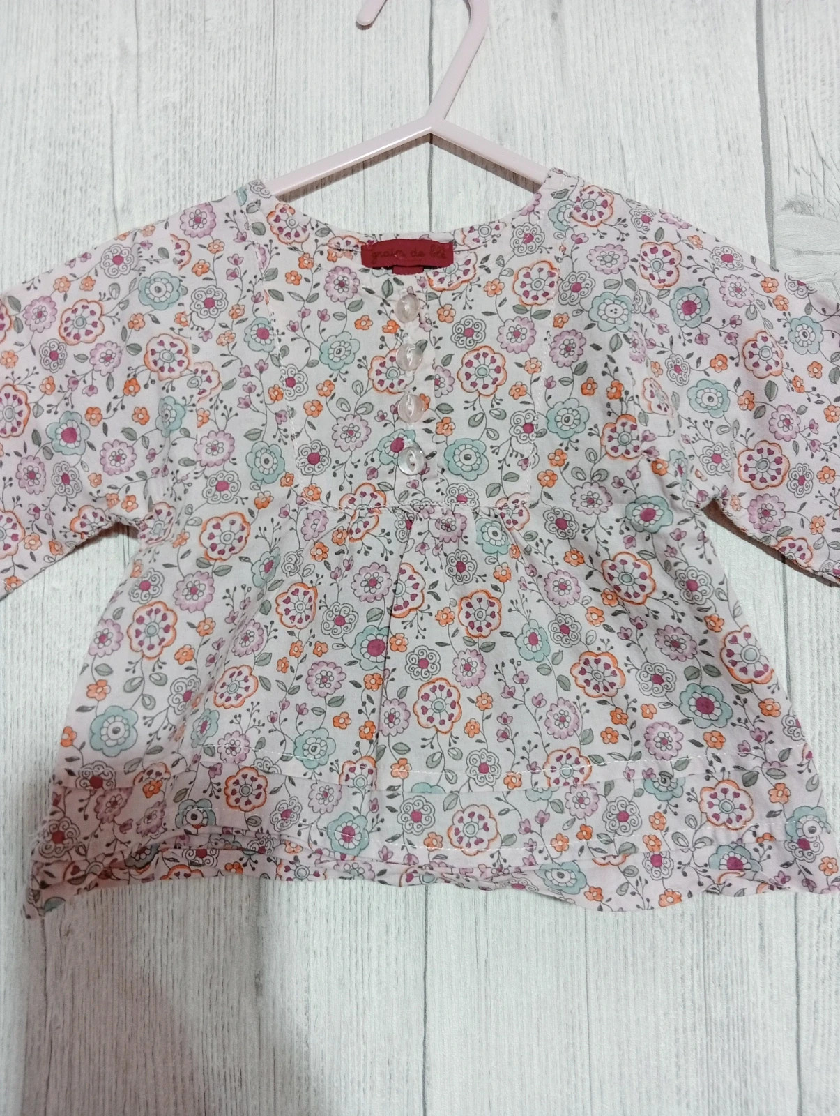T-shirt manche longue fille - Taille 6 mois (67 cm) - grain de blé- couleur rose multicolore – Grain de Blé – taille 6-9 mois / 68 cm 2