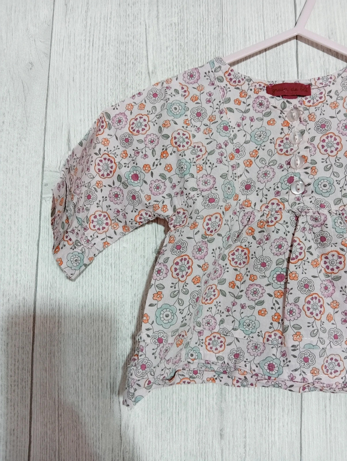T-shirt manche longue fille - Taille 6 mois (67 cm) - grain de blé- couleur rose multicolore – Grain de Blé – taille 6-9 mois / 68 cm 3