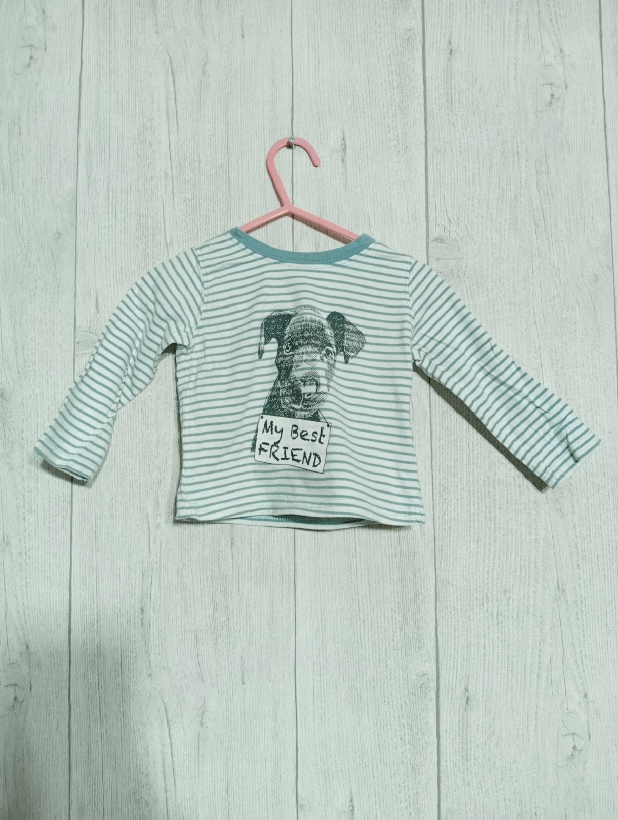 T-shirt manche longue garcon - Taille 12 mois ( 74 cm) - tape a loeil - Couleur blanc et bleu