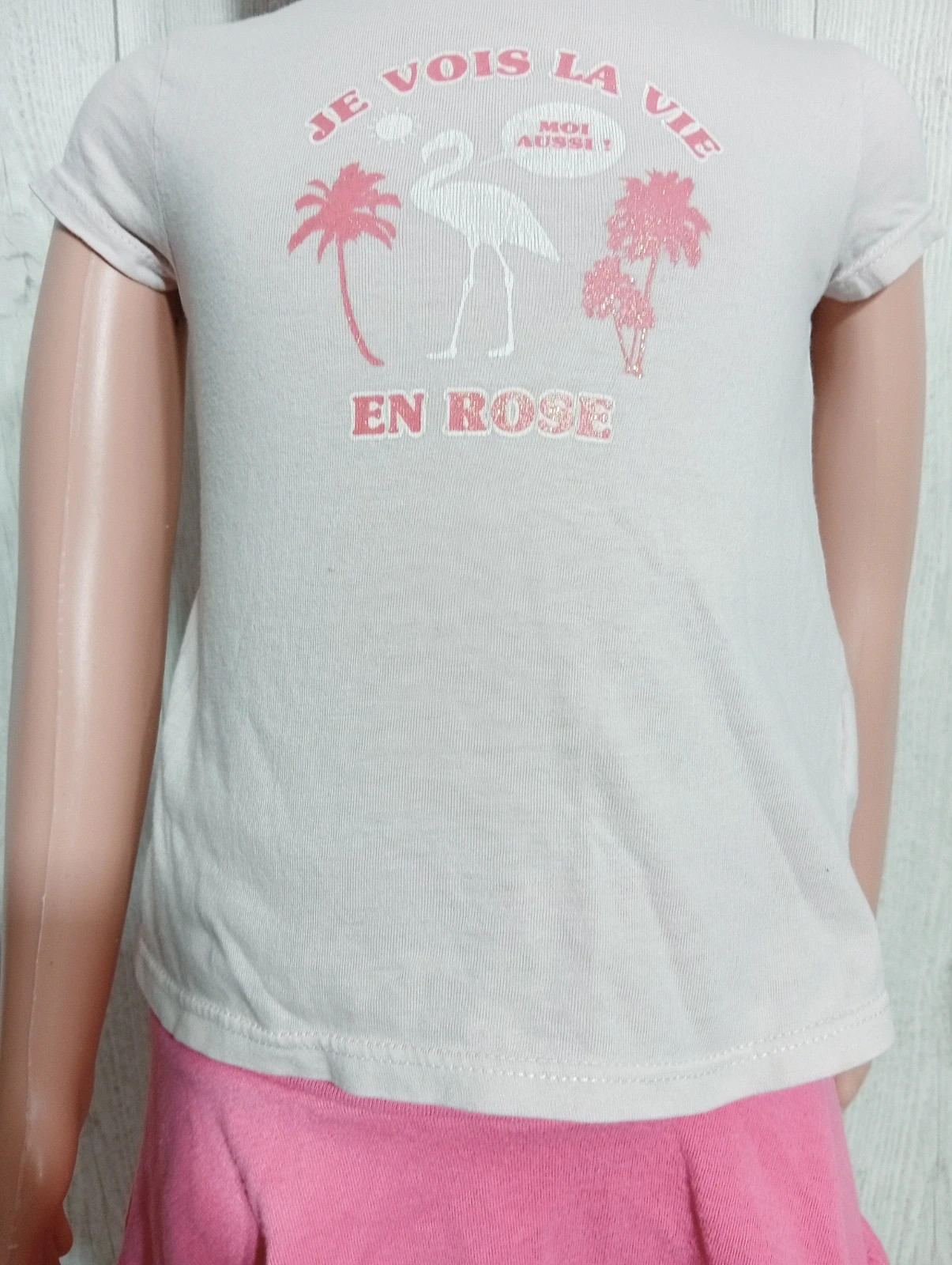 T-shirt fille - Taille 3 ans ( 94 cm) - verbaudet - couleur rose et fushia – Vertbaudet – taille 3 ans / 98 cm 3