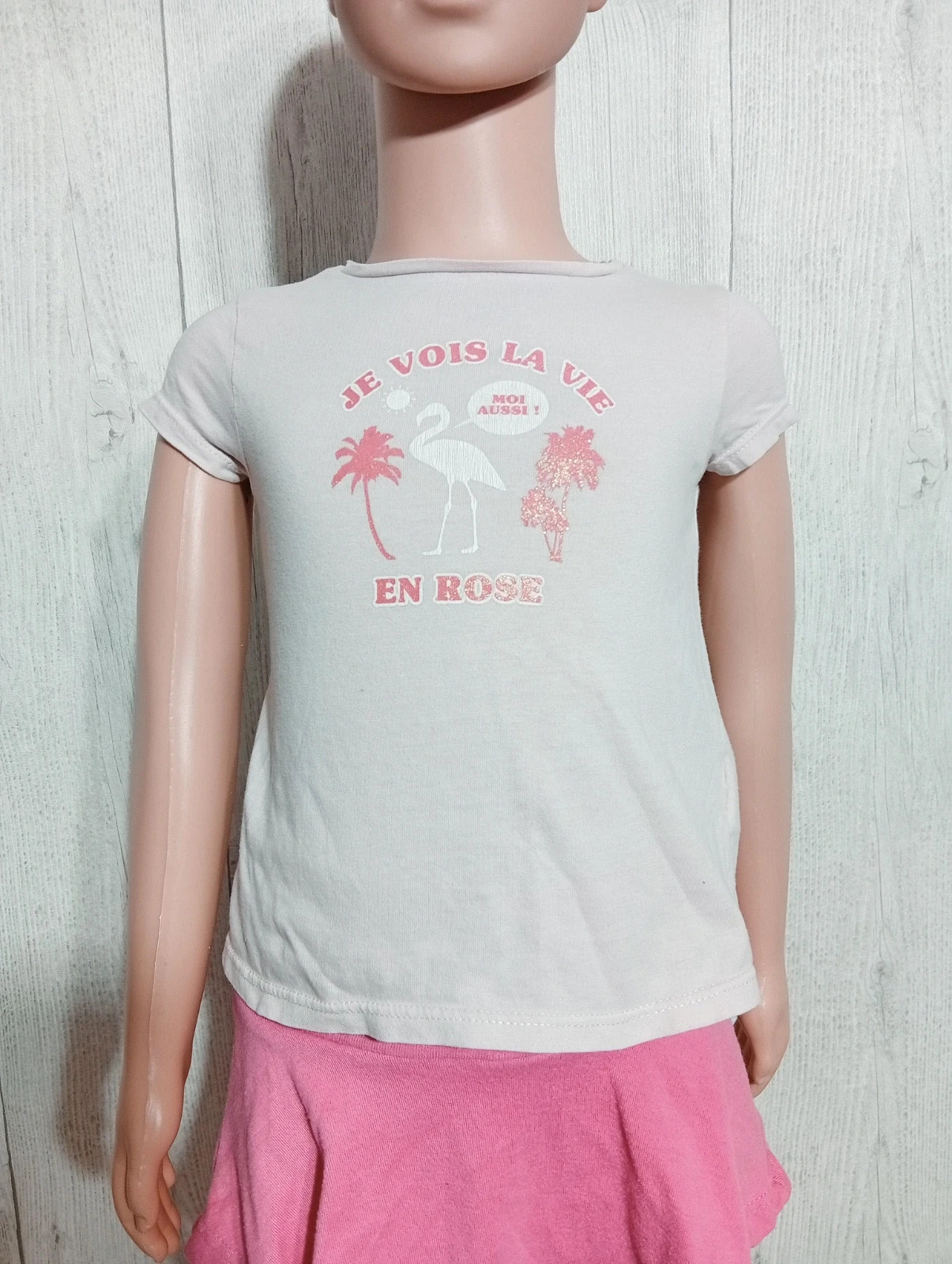 T-shirt fille - Taille 3 ans ( 94 cm) - verbaudet - couleur rose et fushia
