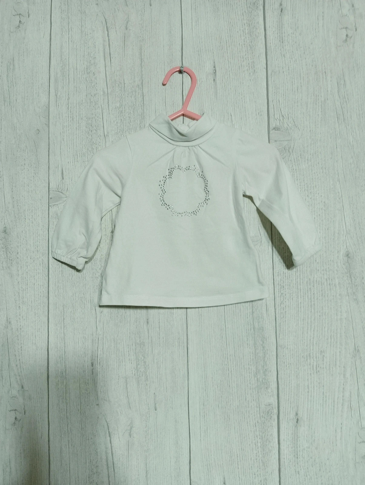 Pull à col roule fille - Taille 6 mois ( 67 cm) - obaibi - couleur blanc et argente