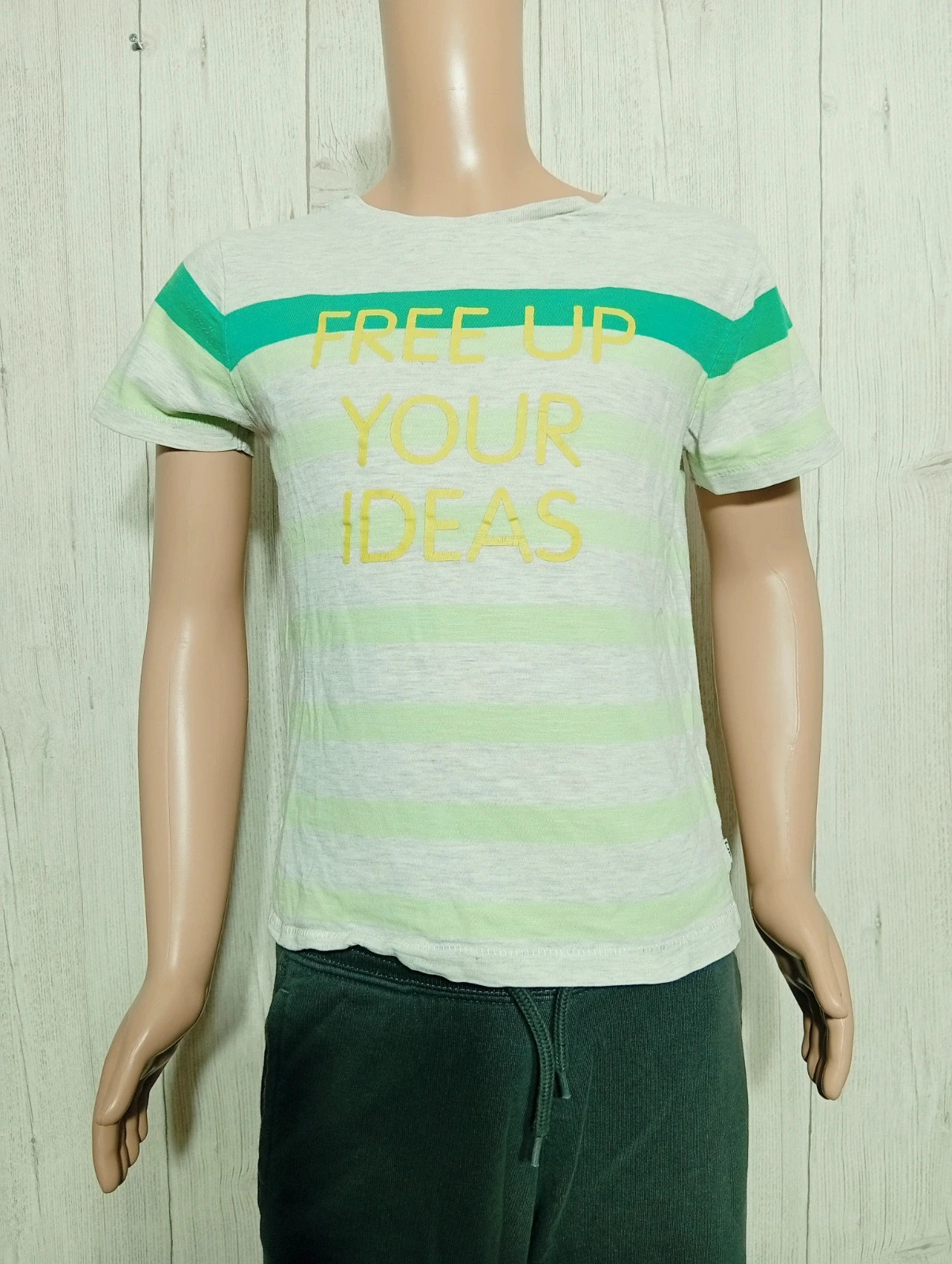 T-shirt manche courte garcon- taille 8 ans (126 cm) -okaidi - couleur gris et vert