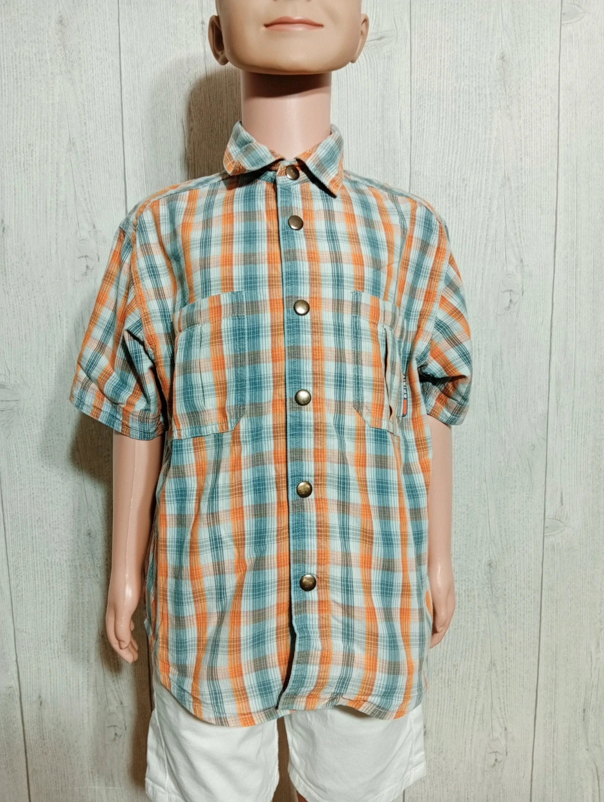 Chemise garcon - Taille 6 ans ( 116 cm) - CFK - couleur gris et orange