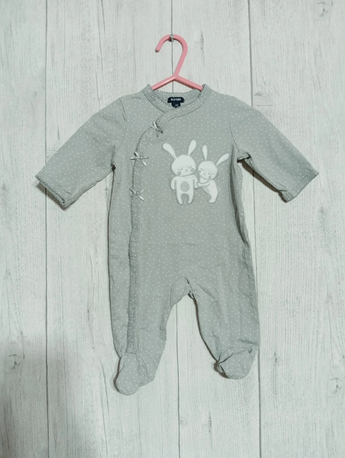 Pyjama 1 pièce fille - Taille 3 mois (56/62 cm) - kiabi - couleur gris et blanc – Kiabi – taille 3-6 mois / 62 cm
