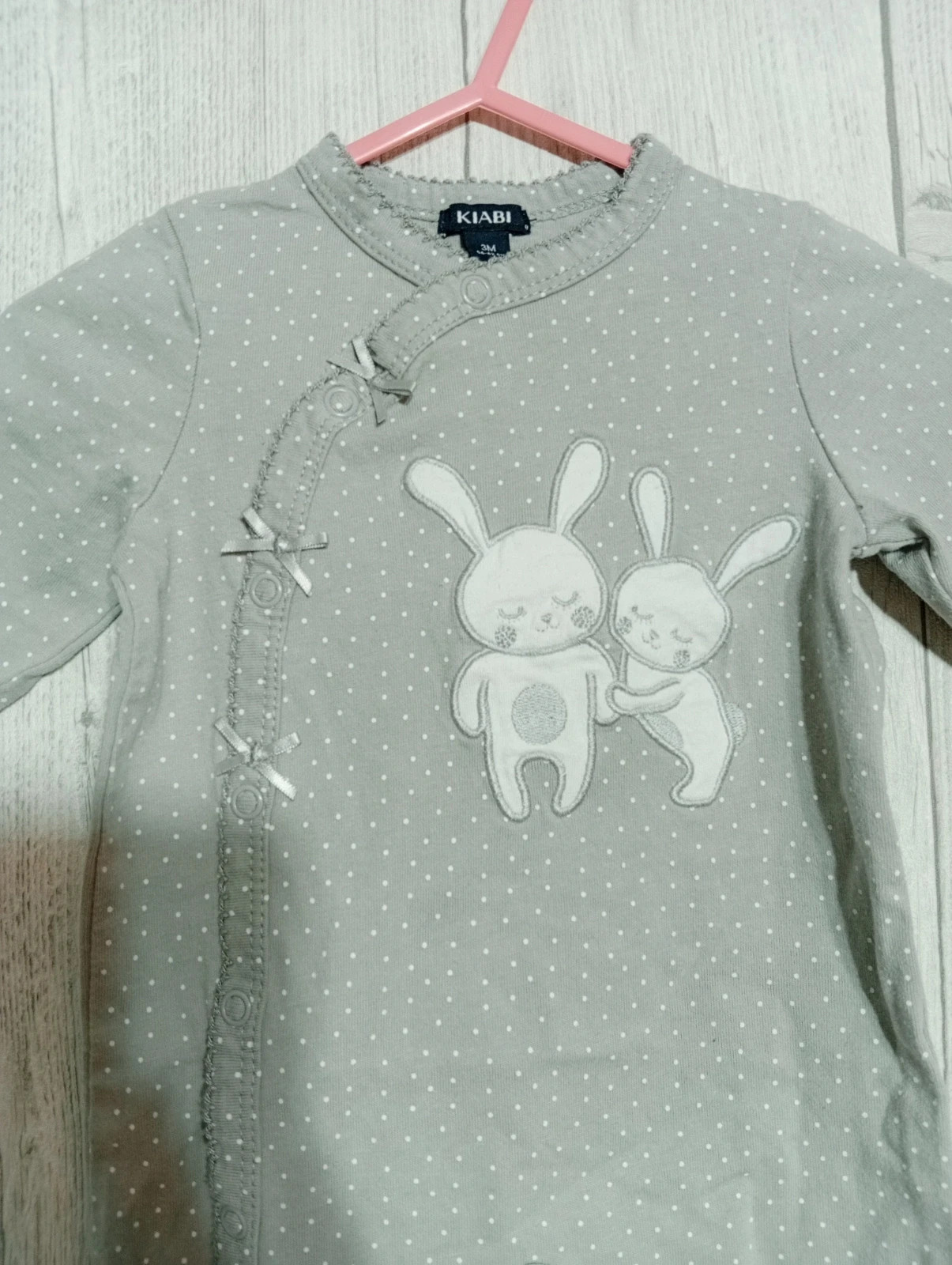 Pyjama 1 pièce fille - Taille 3 mois (56/62 cm) - kiabi - couleur gris et blanc – Kiabi – taille 3-6 mois / 62 cm 2