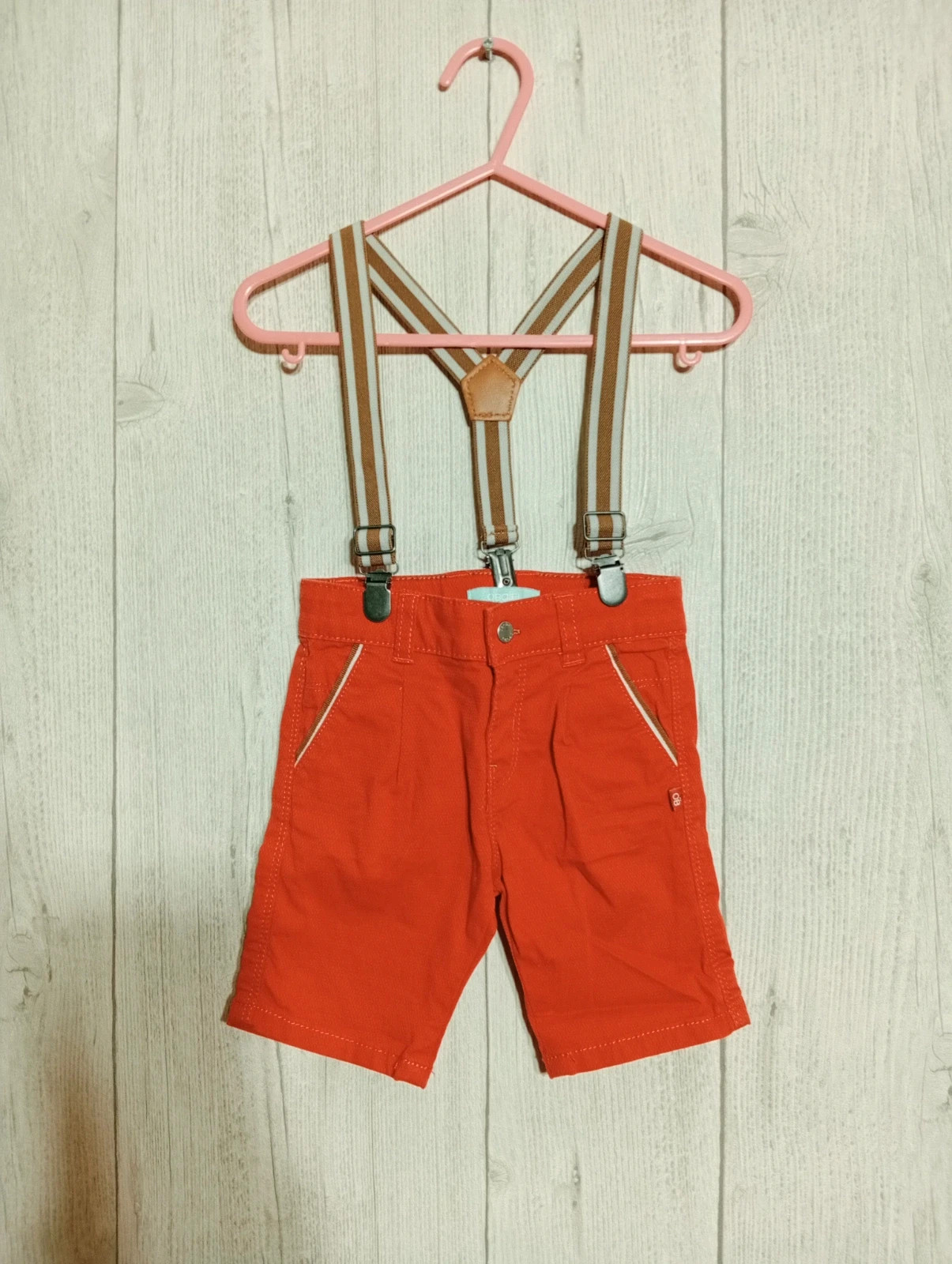 Short garçon- Taille 6 mois (68 cm) - obaibi - couleur corail – Obaïbi – taille 6-9 mois / 68 cm