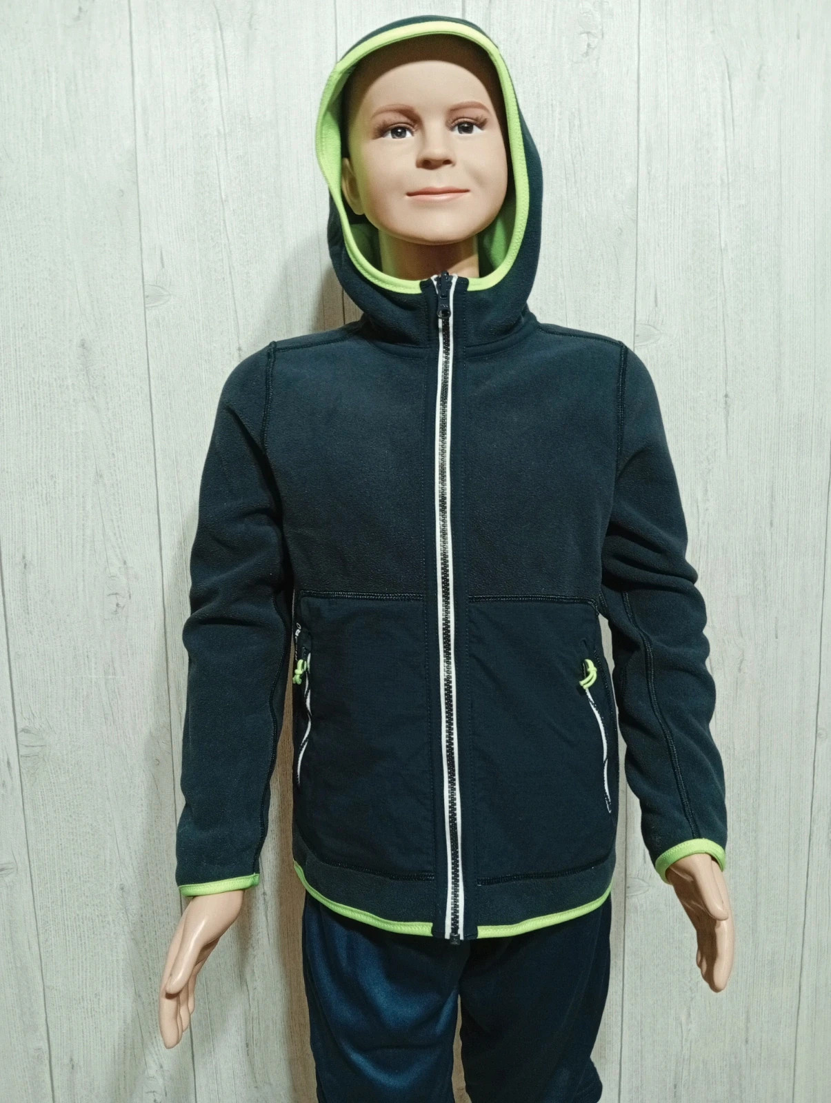 Veste polaire garcon - Taille 10 ans - tribord -couleur marine et jaune fluo