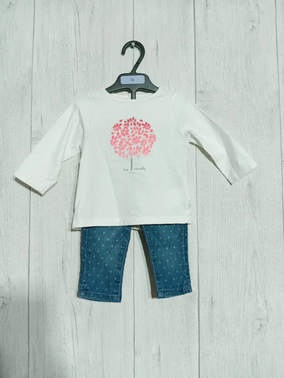 Ensemble 2 pièces fille - Taille 6 mois (68 cm) - obaibi- couleur marine et blanc