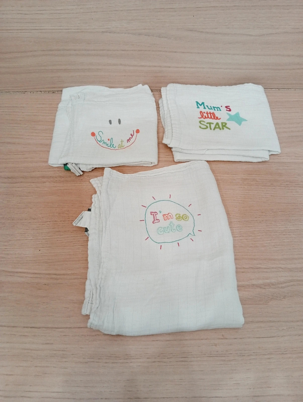 Lot de 3 langes - 70×70-premaman-couleur blanc
