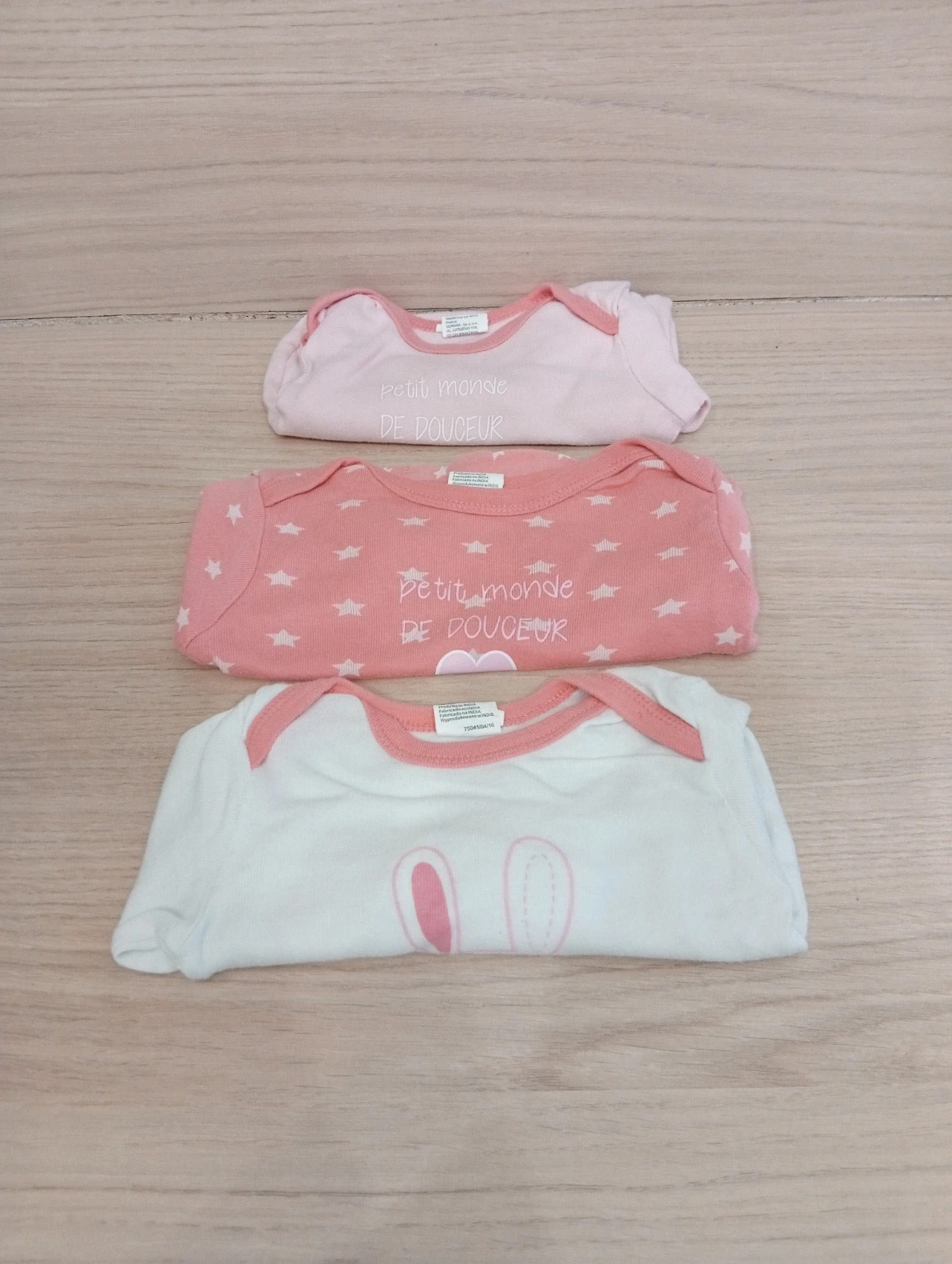 Lot de 3 Bodies fille - taille 6 mois - tissaia - multicolore
