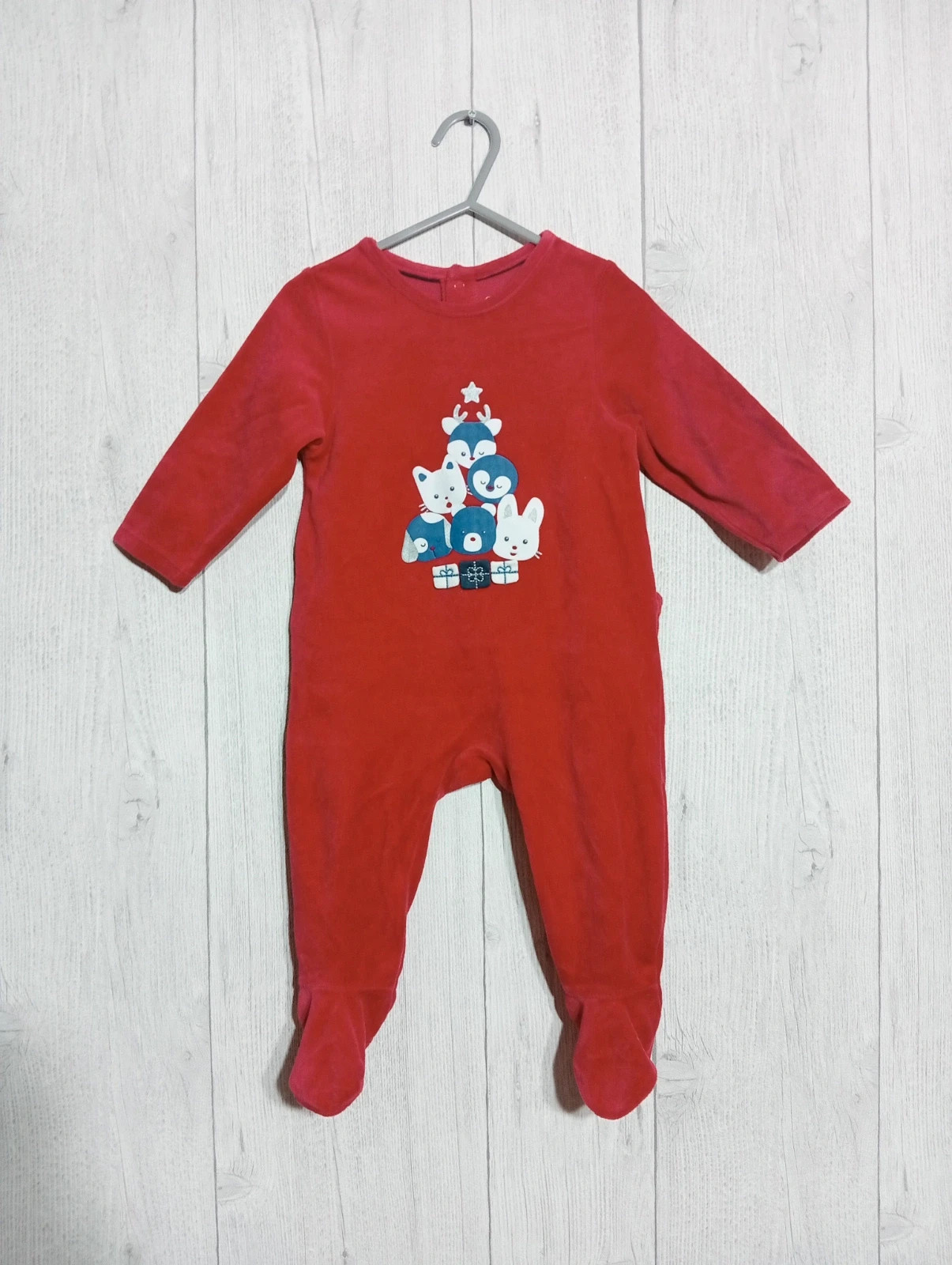 Pyjama 1 pièce garcon- taille 12 mois(74 cm) - obaibi - couleur rouge