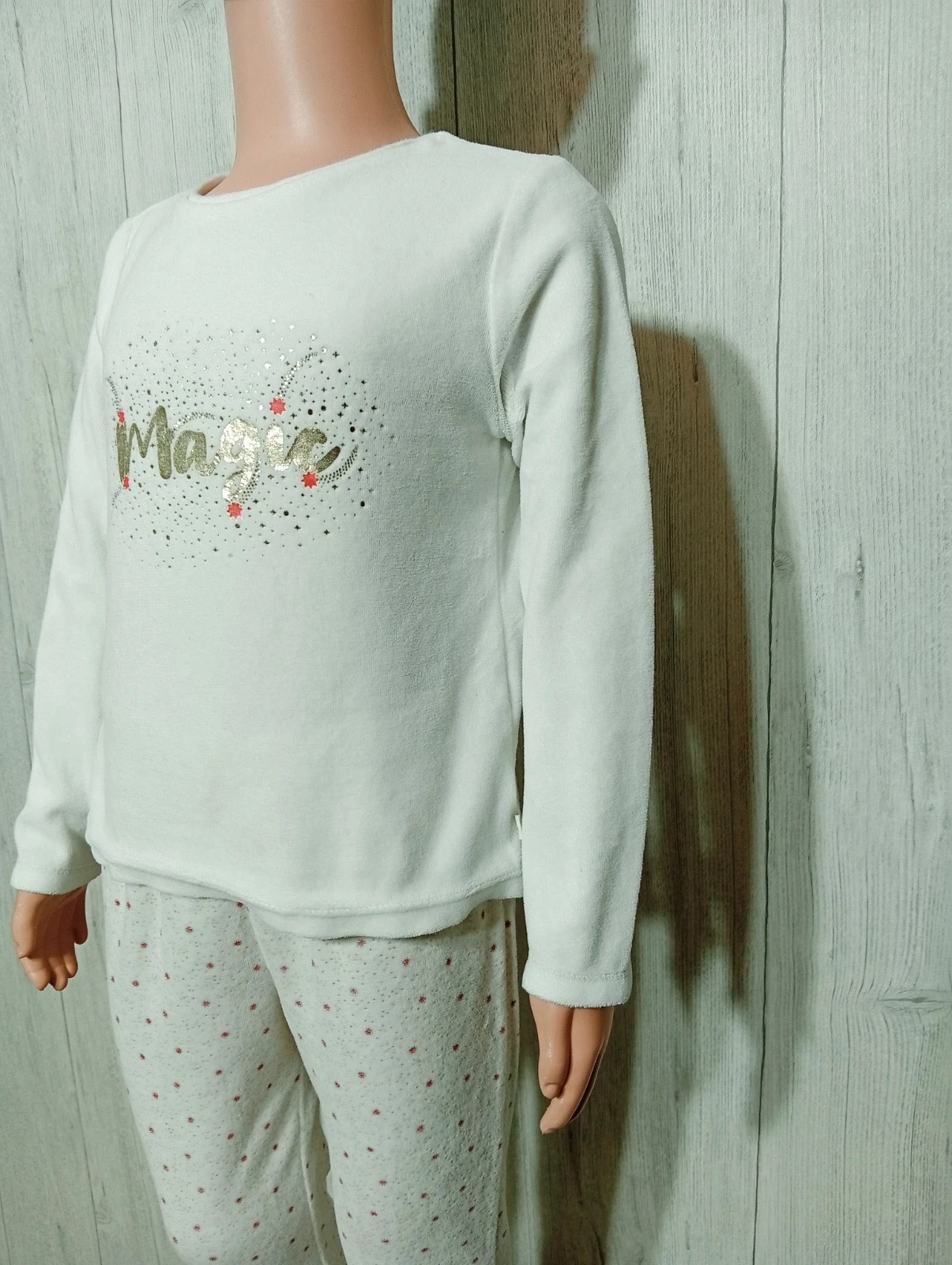 Ensemble de pyjama 2 pièces fille - Taille 4 ans ( 104 cm) - okaidi - couleur blanc et dore – Okaïdi – taille 4 ans / 104 cm 5