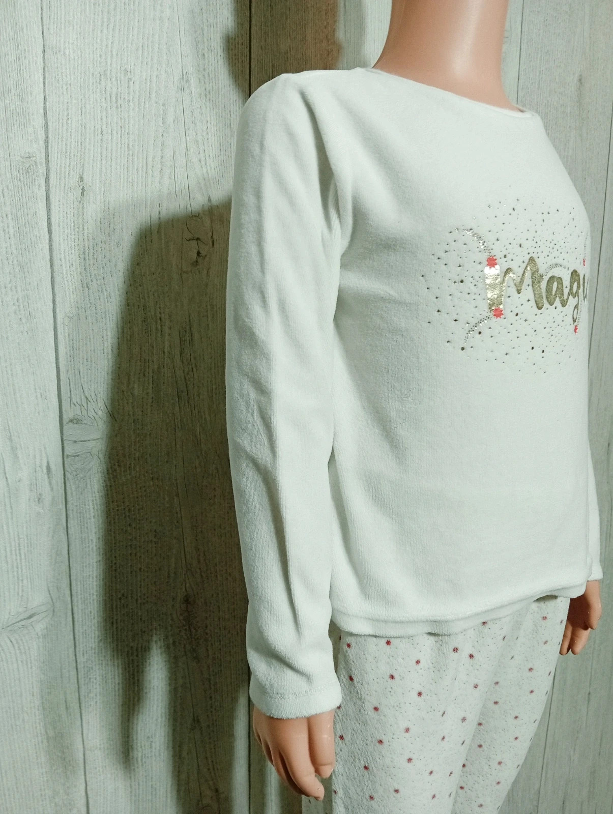 Ensemble de pyjama 2 pièces fille - Taille 4 ans ( 104 cm) - okaidi - couleur blanc et dore – Okaïdi – taille 4 ans / 104 cm 4