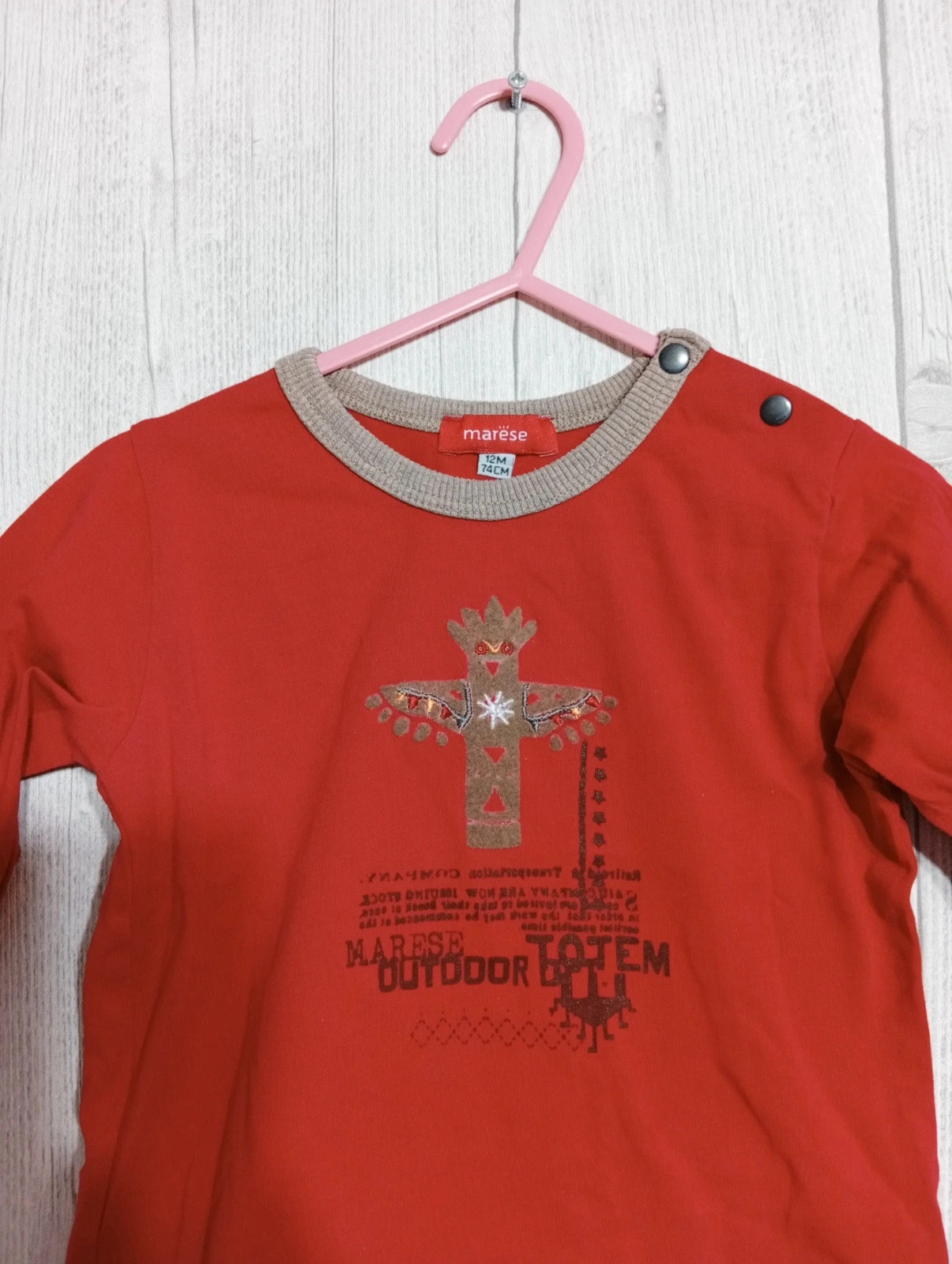T-shirt manche Longue garcon- Taille 12 mois (74 cm) - marese - couleur rouge – Marese – taille 9-12 mois / 74 cm 3