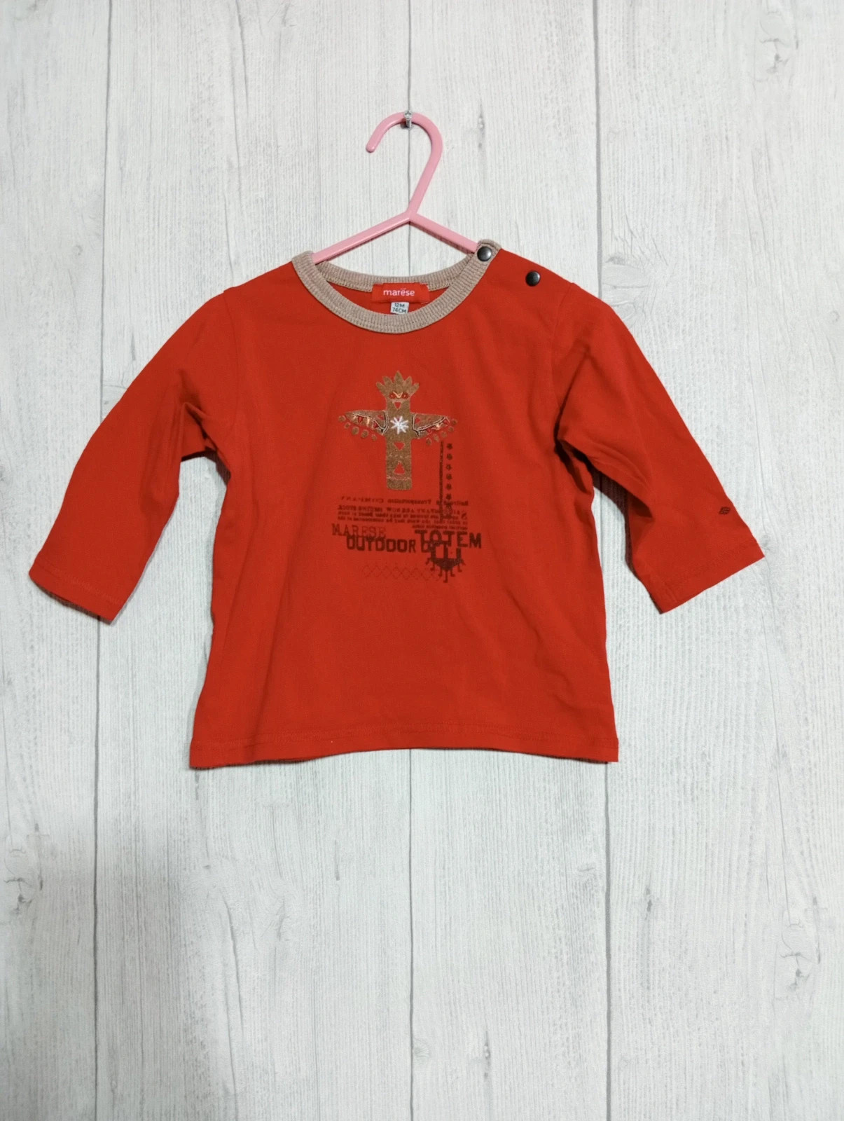 T-shirt manche Longue garcon- Taille 12 mois (74 cm) - marese - couleur rouge