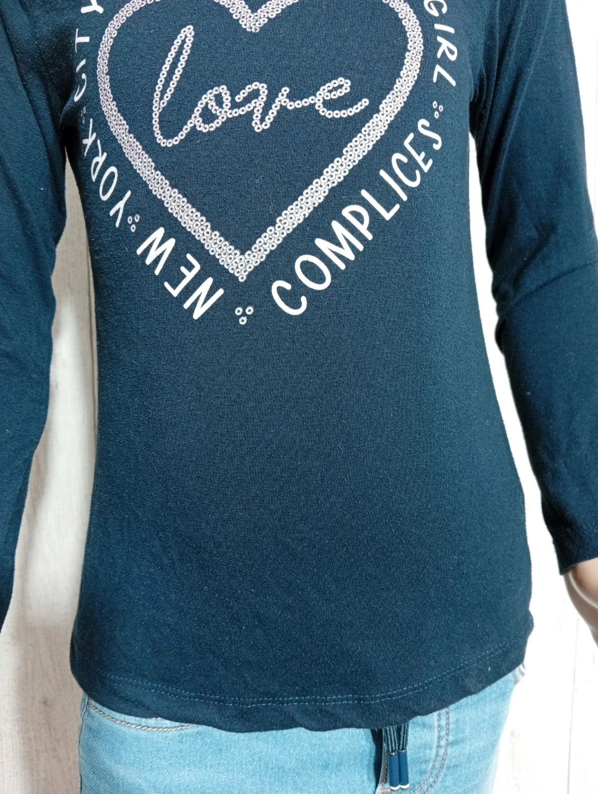 T-shirt manche longue fille - Taille 10 ans - complices girl - couleur marine et blanc – Complices – taille 10 ans / 140 cm 3