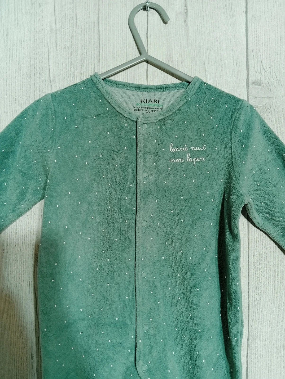 Pyjama 1 pièce garcon - Taille 9 mois ( 69/75 cm) - kiabi - couleur turquoise vert – Kiabi – taille 6-9 mois / 68 cm 2