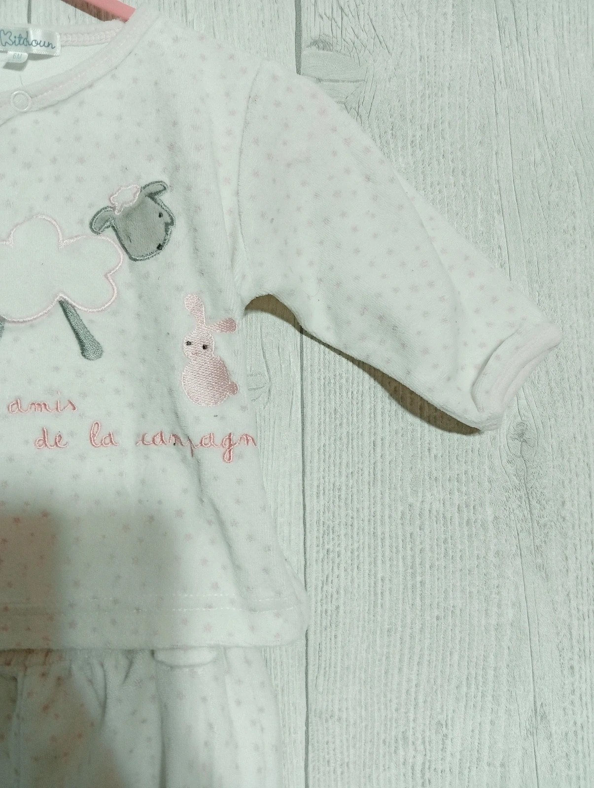 Ensemble 2 pièces de pyjama fille - Taille 6 mois ( 67 cm) - kitchoun - blenc et rose – Kitchoun – taille 6-9 mois / 68 cm 4