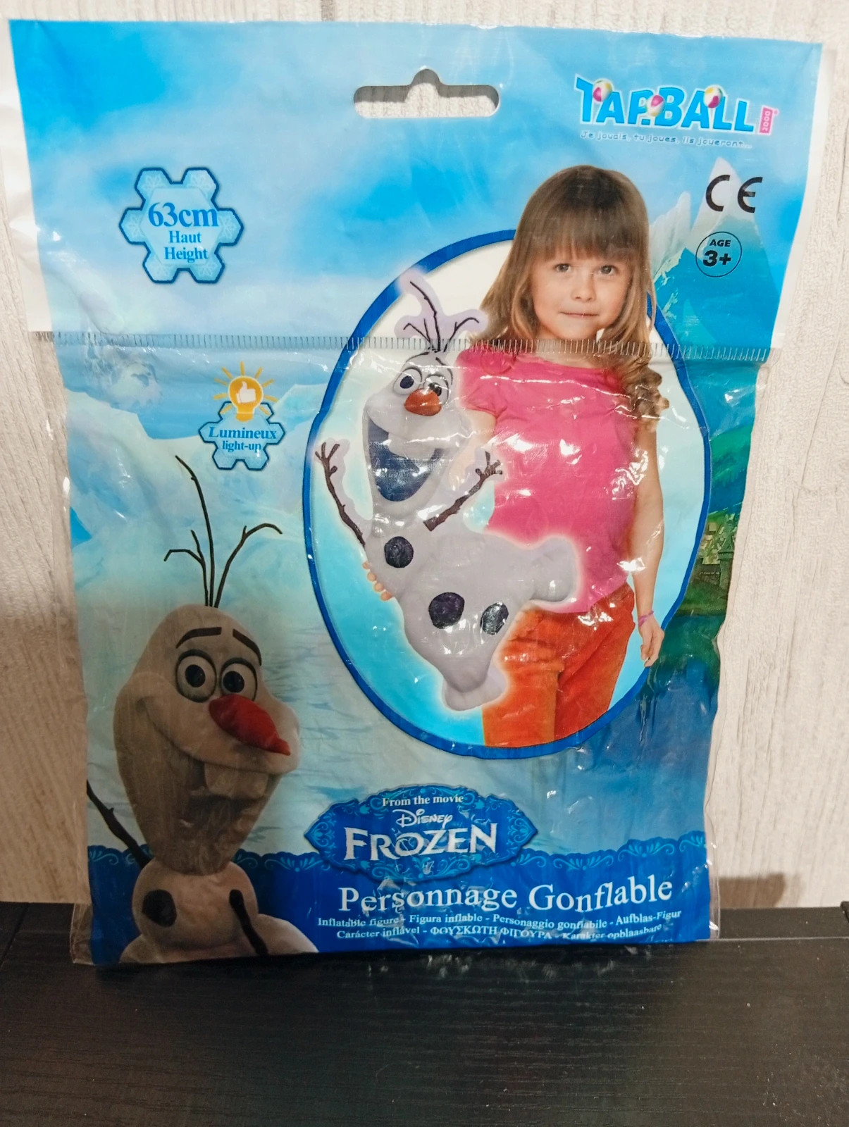 Personnage gonflable lumineux - olaf - disney - taille 63 cm -3+