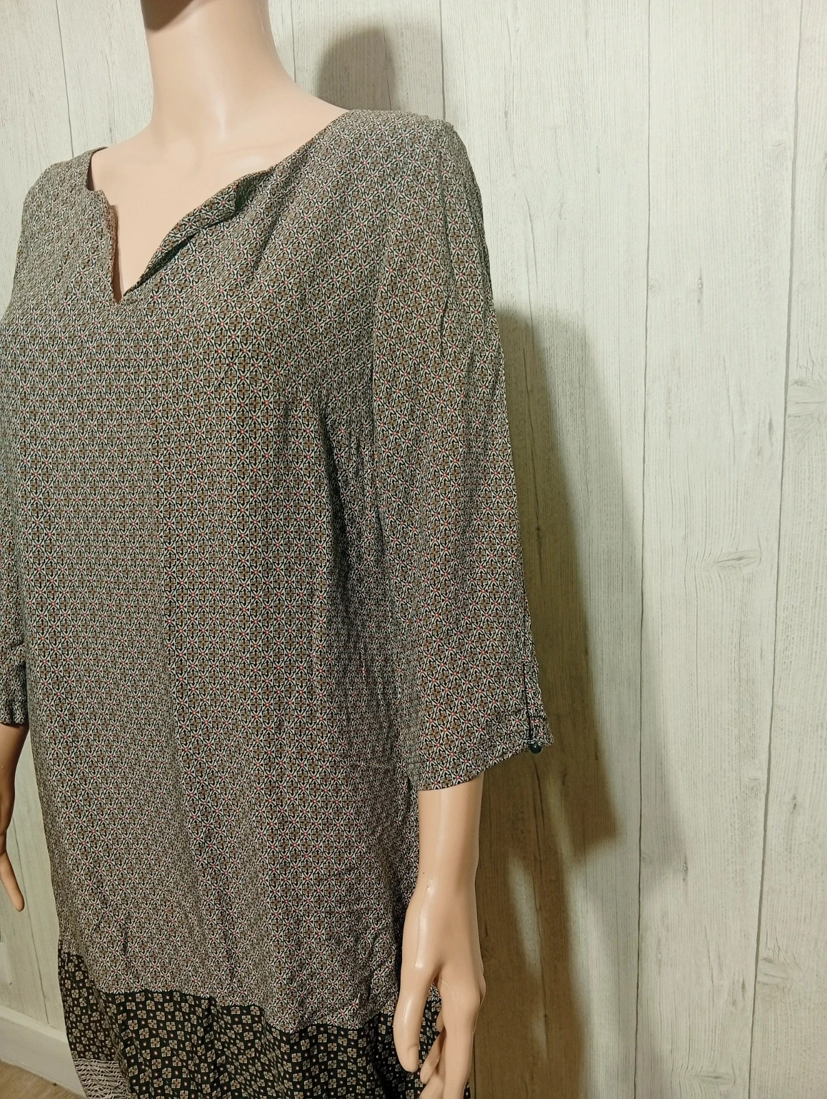Robe femme - camaïeu - taille XL/42- couleur marron blanc – Camaïeu – taille XL / 42 / 14 5