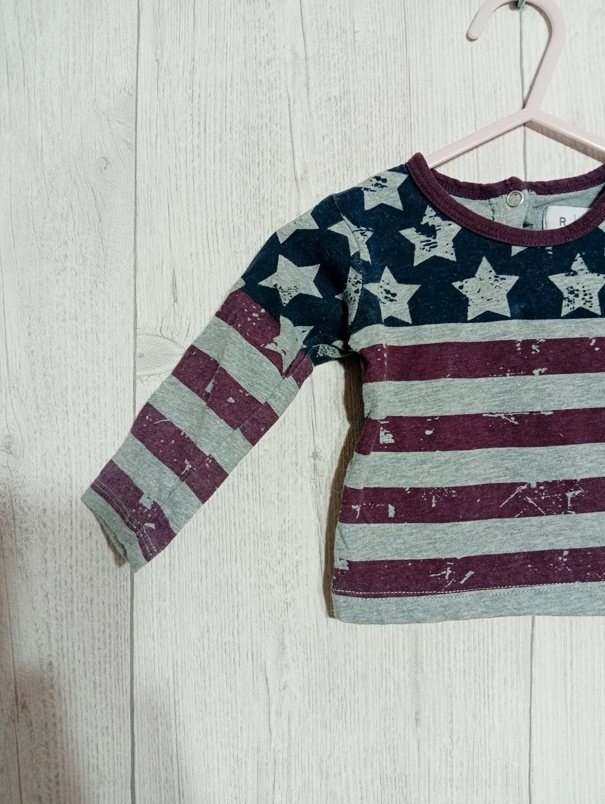 T-shirt fille -la redoute- taille 3 mois (60cm) - de couleur gris marine et violet – La Redoute – taille 1-3 mois / 56 cm 3