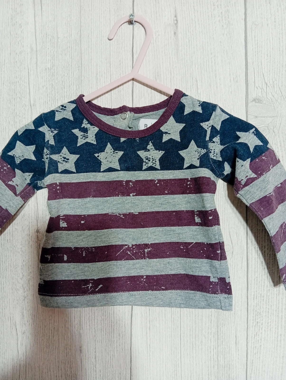 T-shirt fille -la redoute- taille 3 mois (60cm) - de couleur gris marine et violet – La Redoute – taille 1-3 mois / 56 cm 2