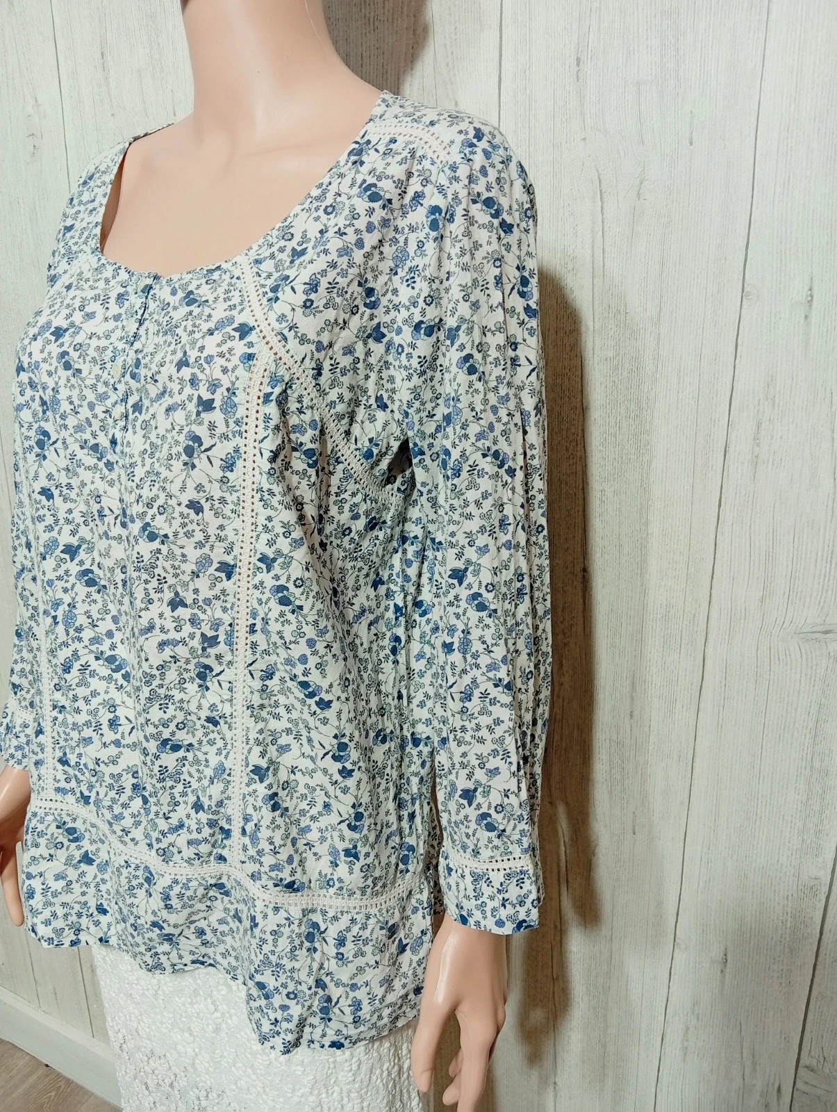 Blouse femme - Taille XL/42 - K woman - de couleur blanc et marine – K Woman – taille XL / 42 / 14 5
