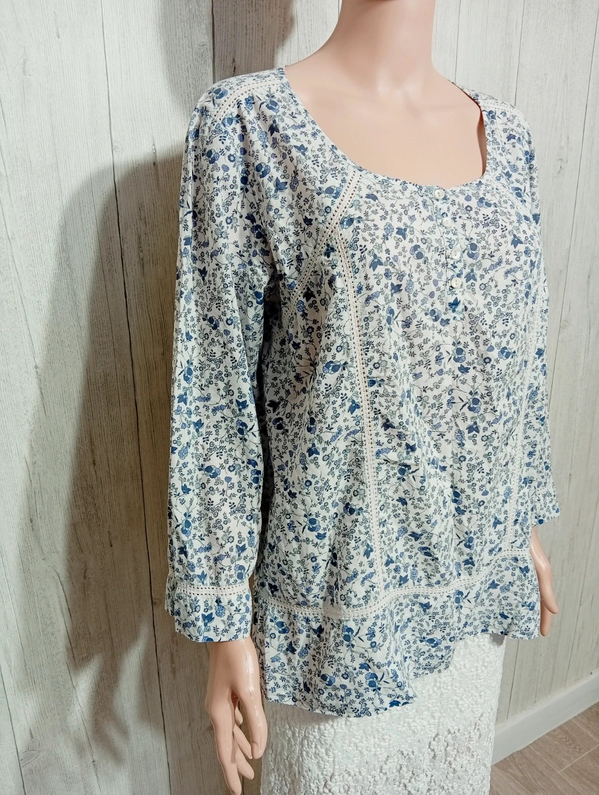 Blouse femme - Taille XL/42 - K woman - de couleur blanc et marine – K Woman – taille XL / 42 / 14 4