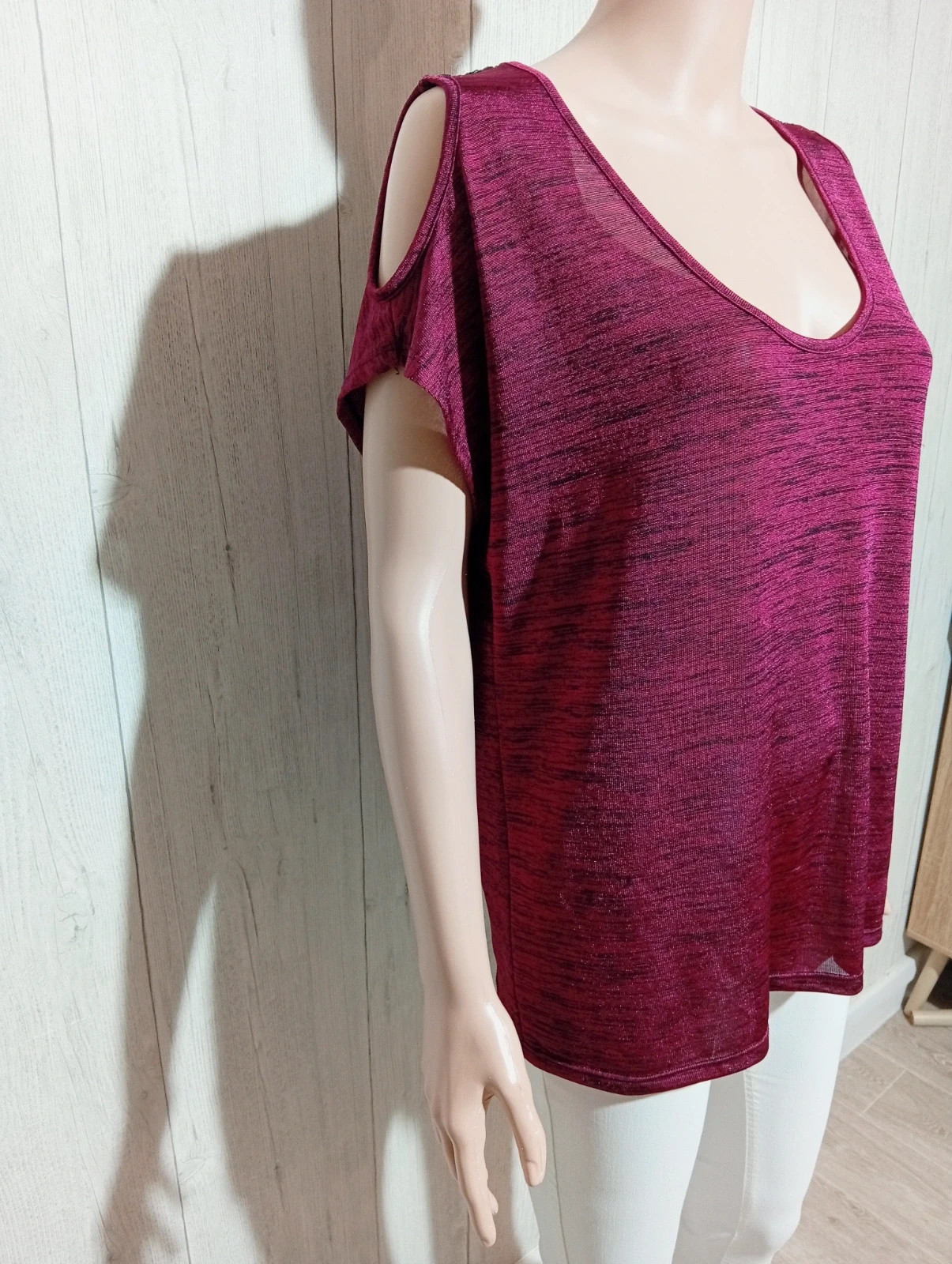 Blouse femme - mim - taille XL/42 - de couleur bordeaux et noir – Mim – taille XL / 42 / 14 5