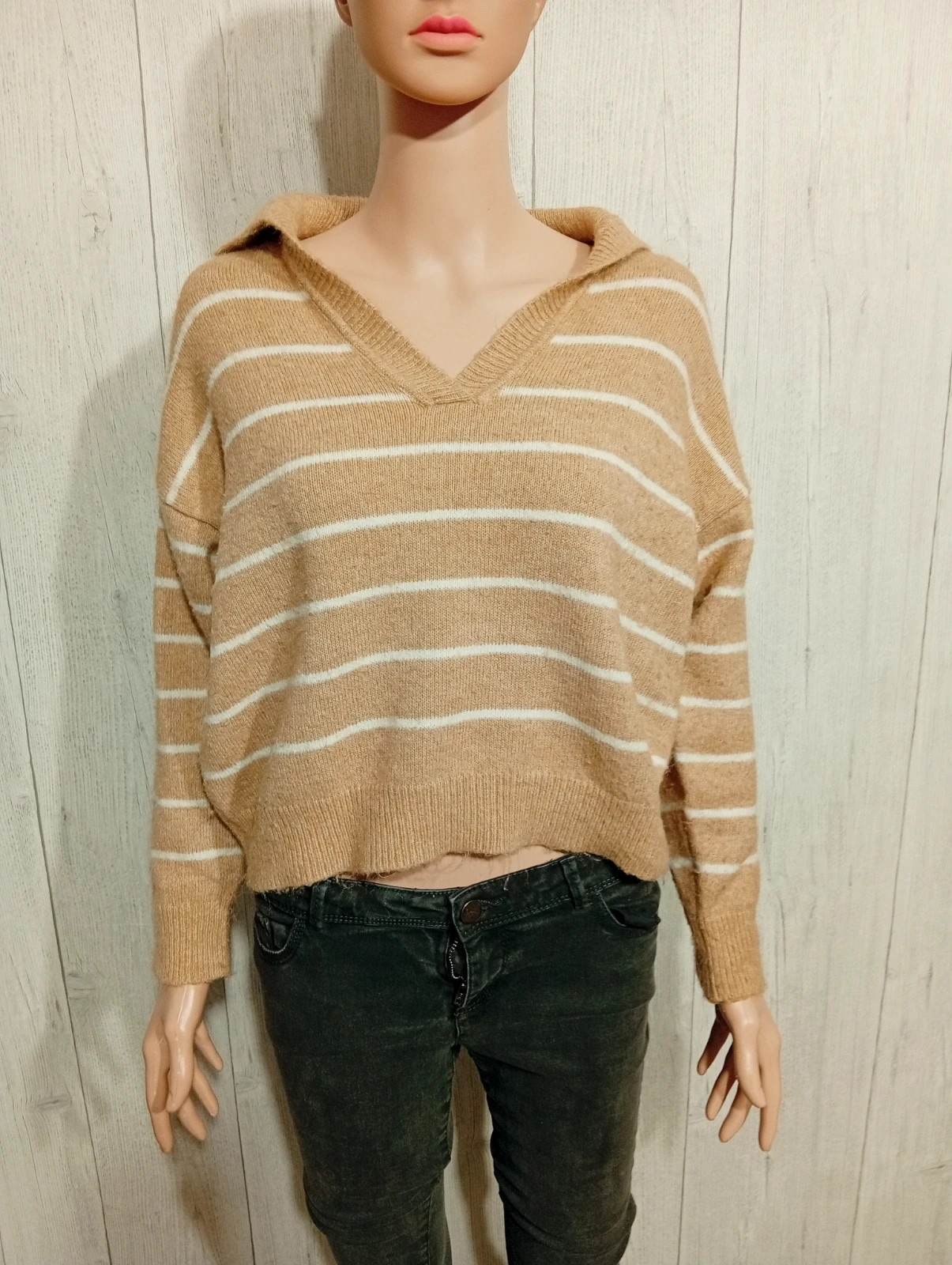 Pull hiver femme shein Taille S/36 de couleur marron clair et blanc – Shein – taille S / 36 / 8