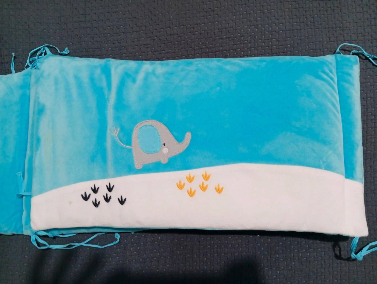 Tour de lit bébé- premaman - taille 30/171 - de couleur turquoise et blanc – Premaman 3