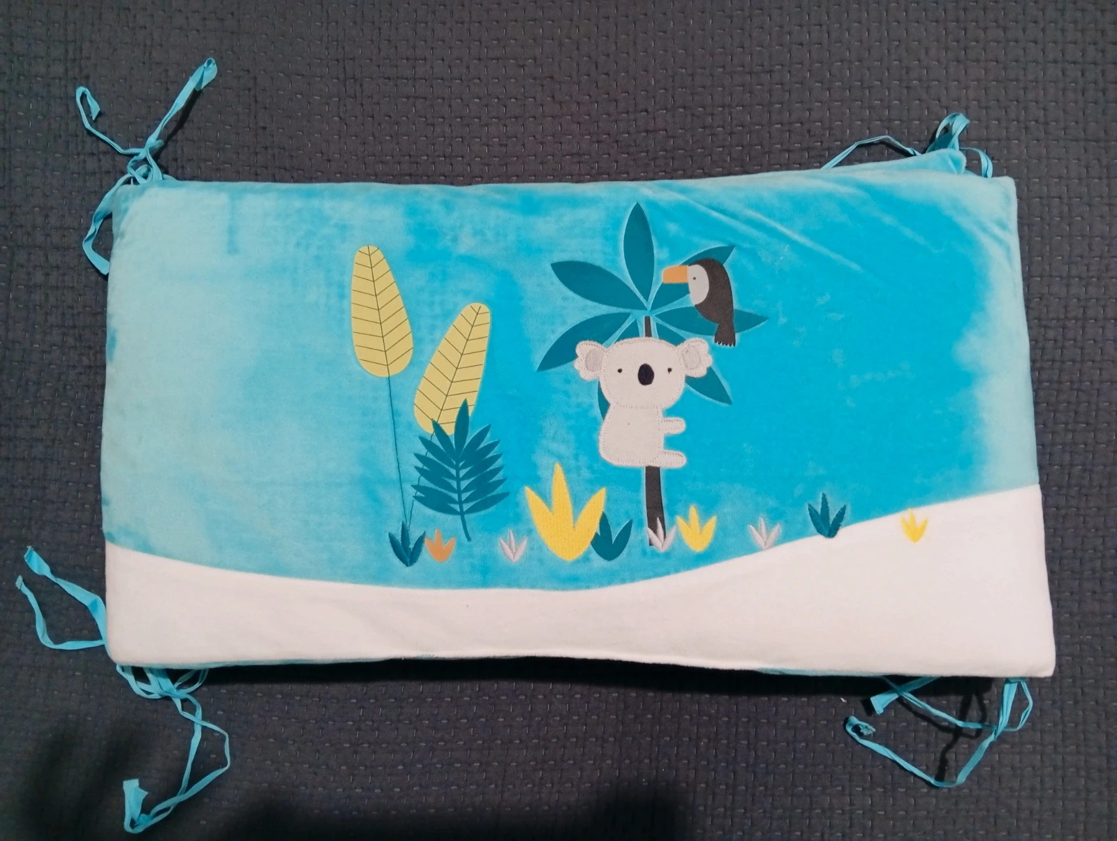 Tour de lit bébé- premaman - taille 30/171 - de couleur turquoise et blanc