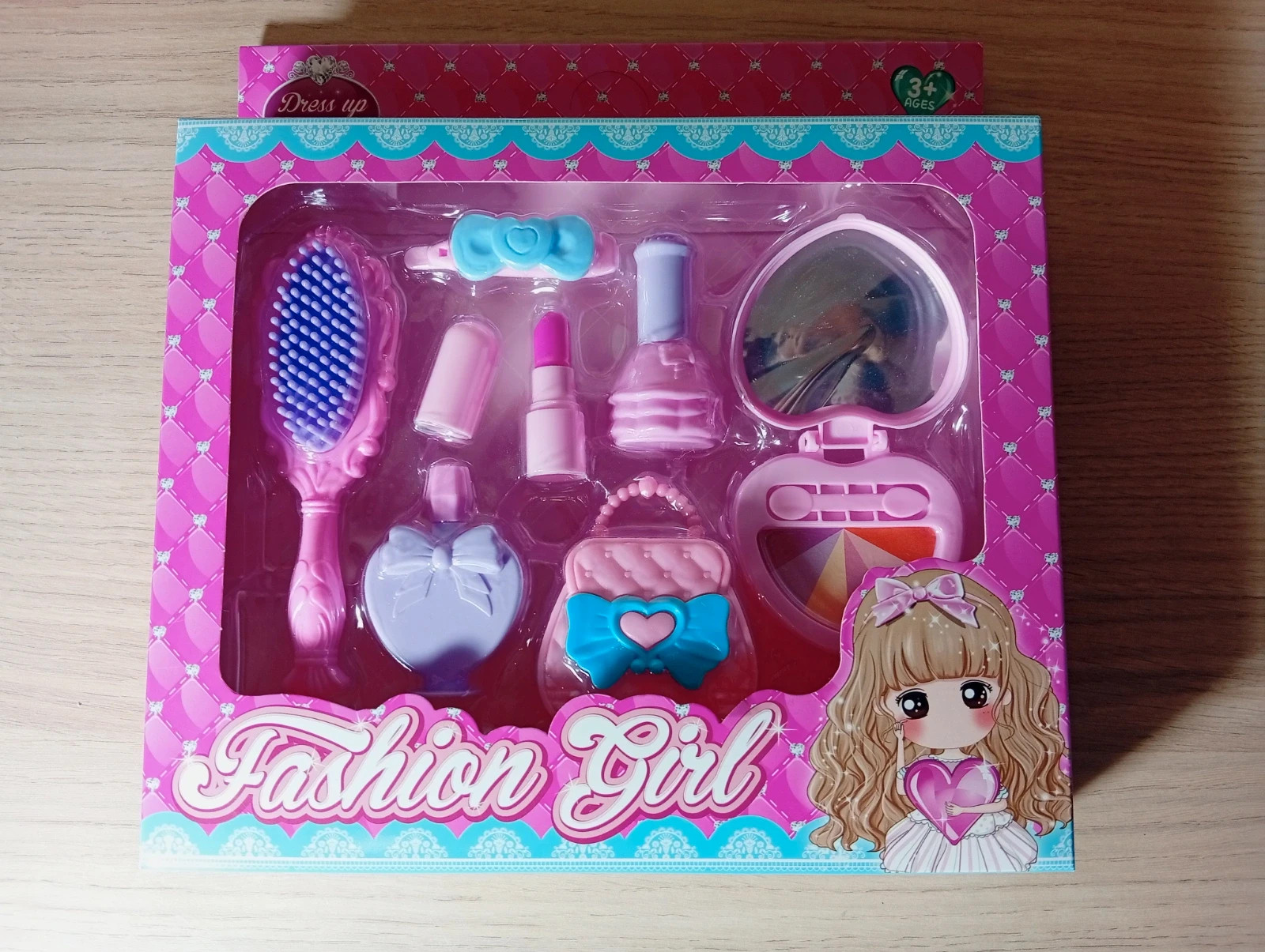Coffret accesoires beauté pour poupée fille - fashion girl - couleur rose