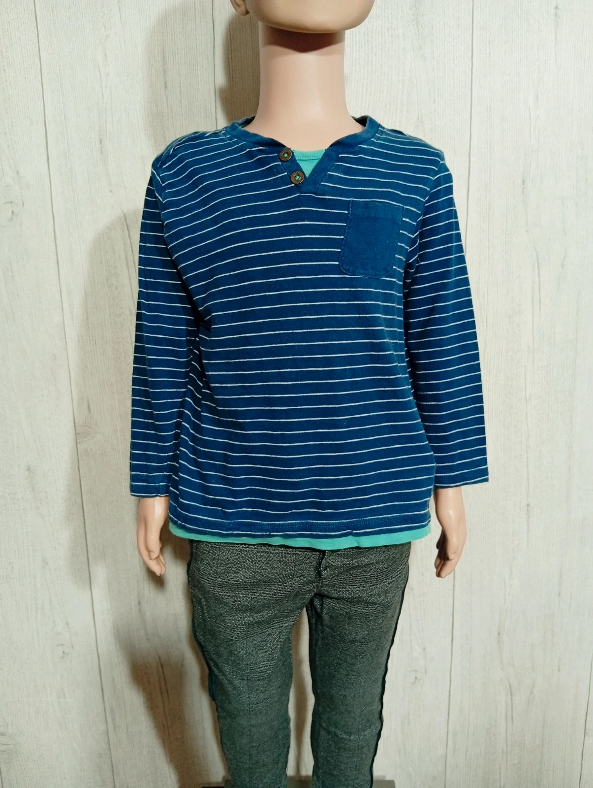 T shirt manche longue marine et blanc sergent major Taille 6 ans ( 134 cm)