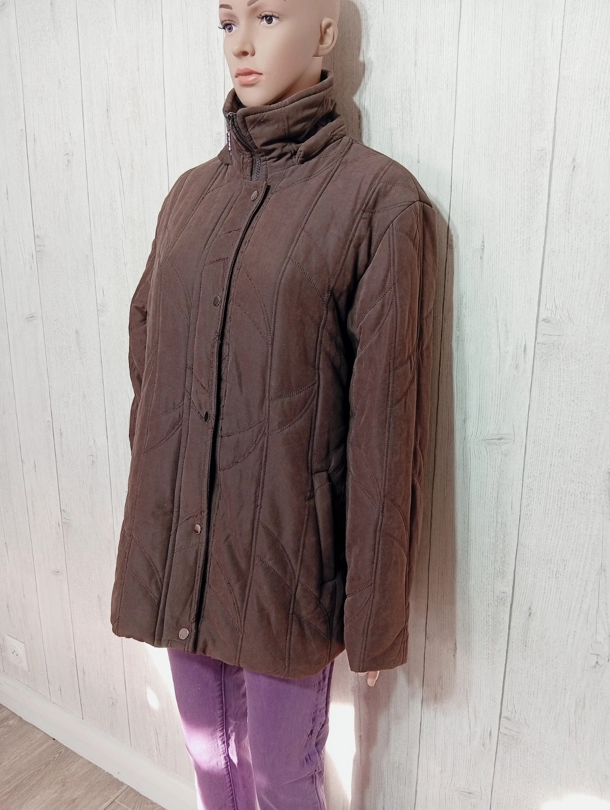 Manteau matelassé femme - taille XL/42 - H&D - couleur marron – H&D – taille XL / 42 / 14 5