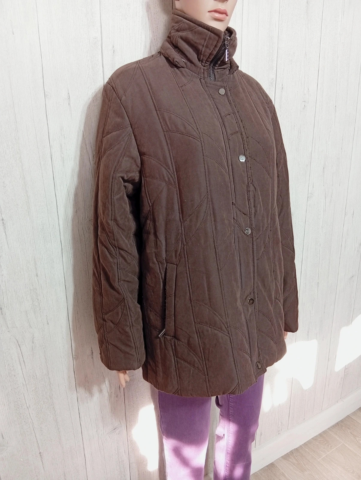 Manteau matelassé femme - taille XL/42 - H&D - couleur marron – H&D – taille XL / 42 / 14 4