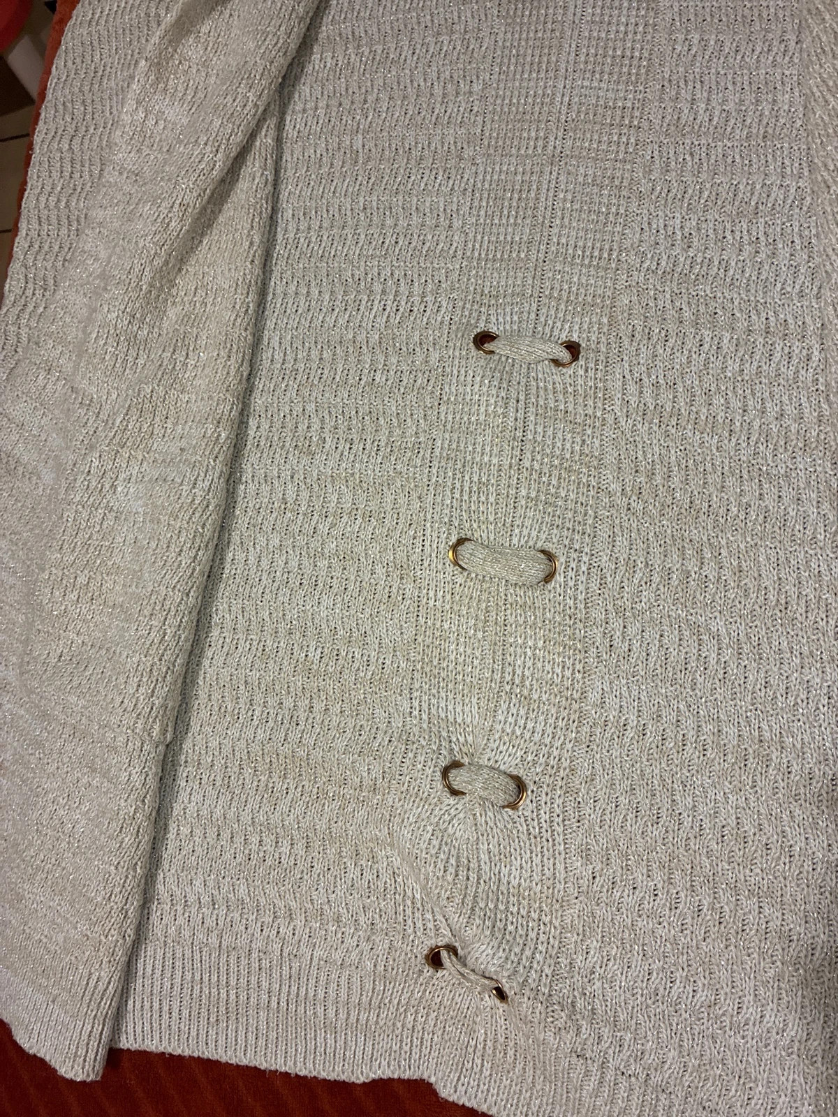 Gilet long Cache Cache à capuche écru beige maille brillante – Cache Cache – taille Taille unique 3
