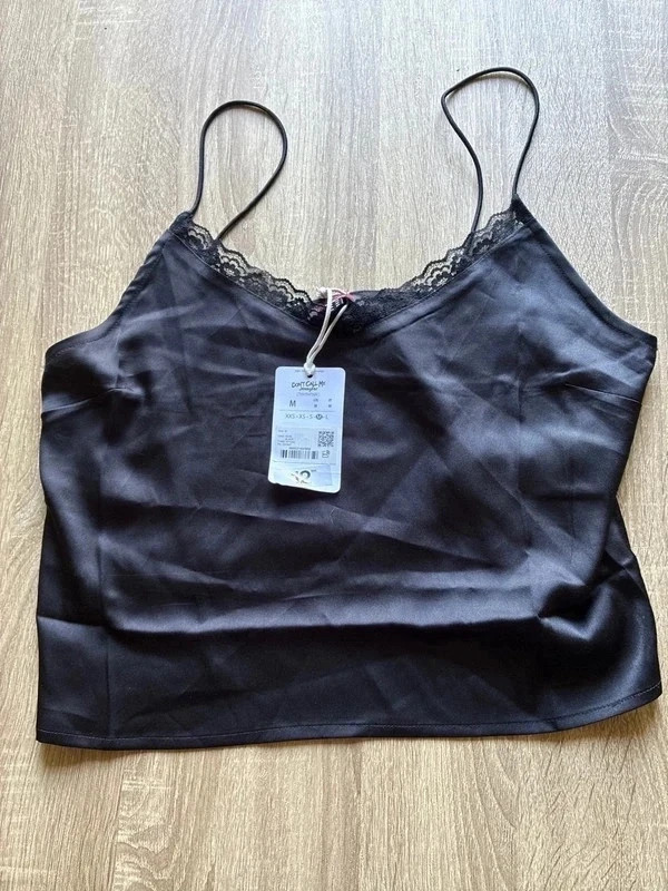 Caraco femme Jennyfer noir satiné dentelle – T.M neuf