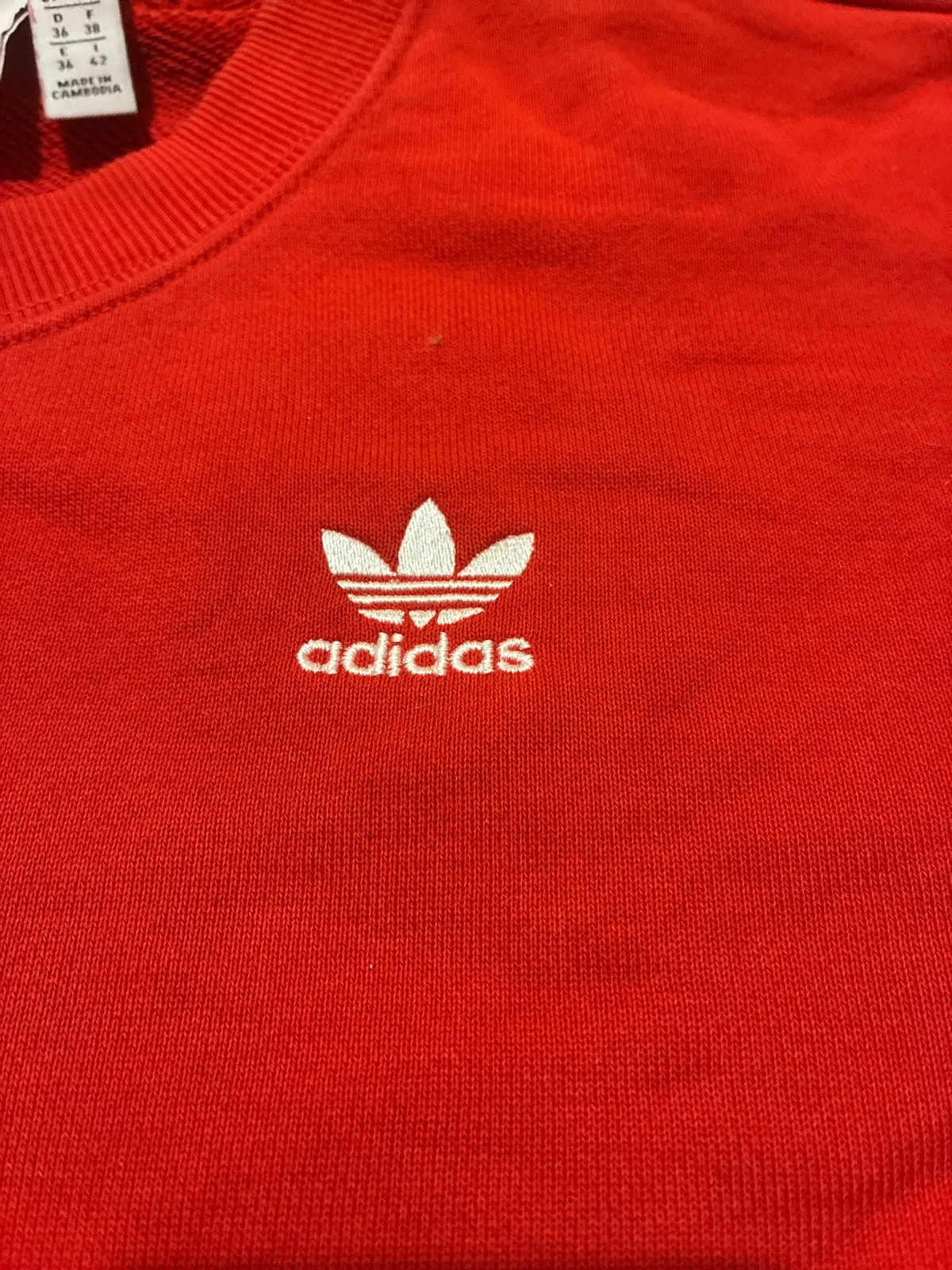 Sweat Adidas rouge logo Trèfle taille S – adidas – taille S / 36 / 8 2