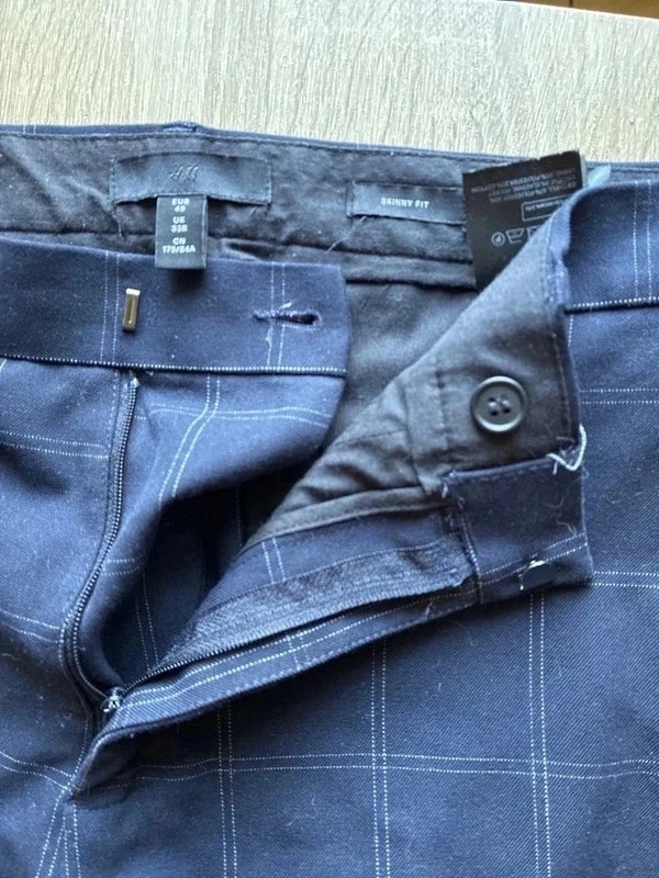 Pantalon homme H&M bleu marine à carreaux – T48 – H&M – taille W32 | FR 42 2