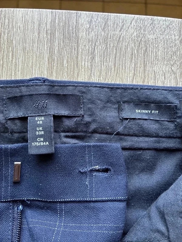 Pantalon homme H&M bleu marine à carreaux – T48 – H&M – taille W32 | FR 42 3