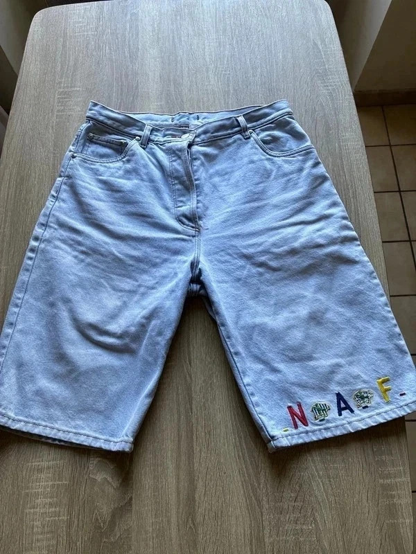 Bermuda jean Naf Naf femme – bleu clair – détails colorés – Naf Naf – taille L / 40 / 12 2