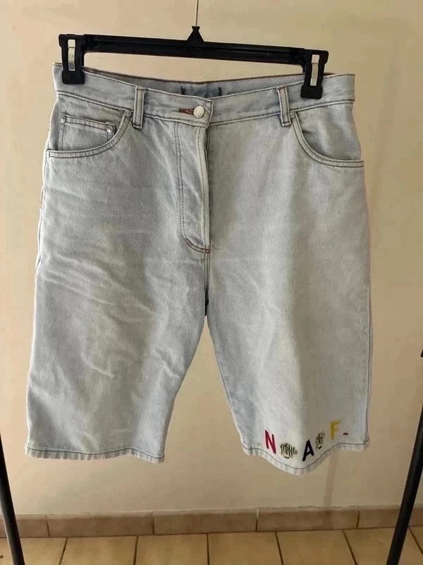 Bermuda jean Naf Naf femme – bleu clair – détails colorés – Naf Naf – taille L / 40 / 12 4
