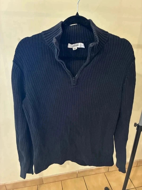 Pull Calvin Klein homme noir col zippé taille S – Calvin Klein – taille S 3