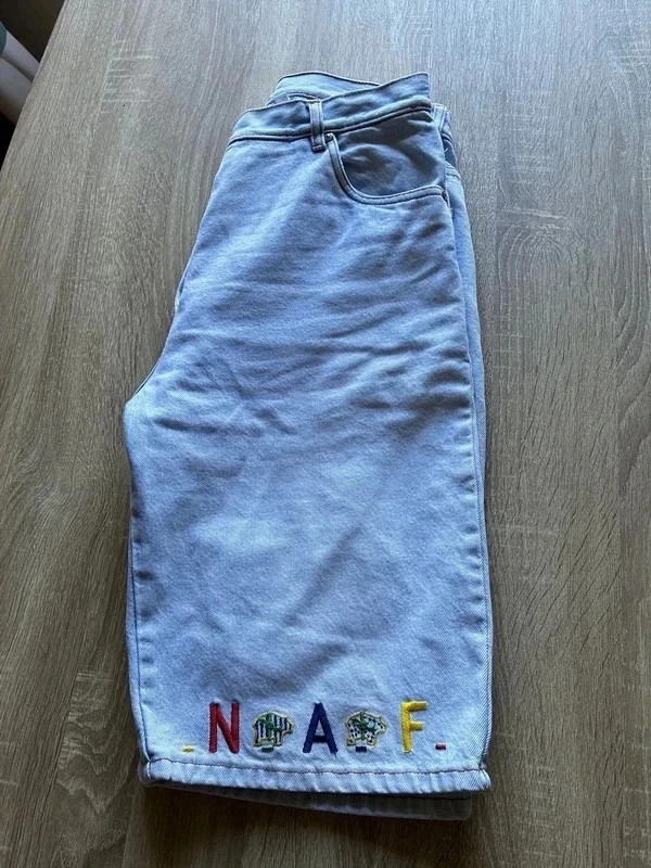 Bermuda jean Naf Naf femme – bleu clair – détails colorés