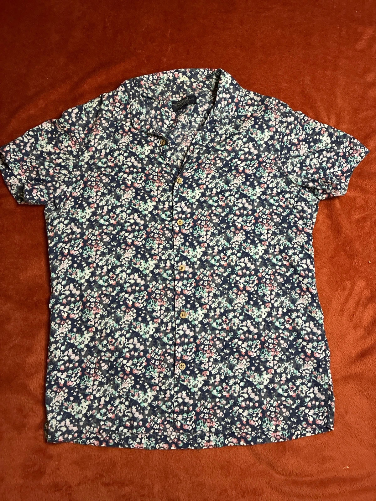 Chemise homme Pull&Bear M fleurie bleu marine 🌸 – Pull & Bear – taille M 3