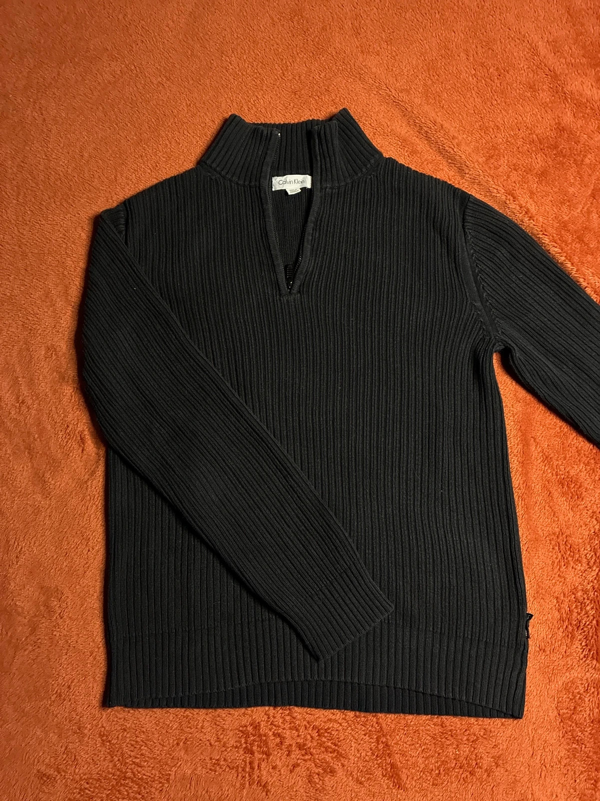 Pull Calvin Klein noir côtelé col montant demi-zip S – Calvin Klein – taille S 3