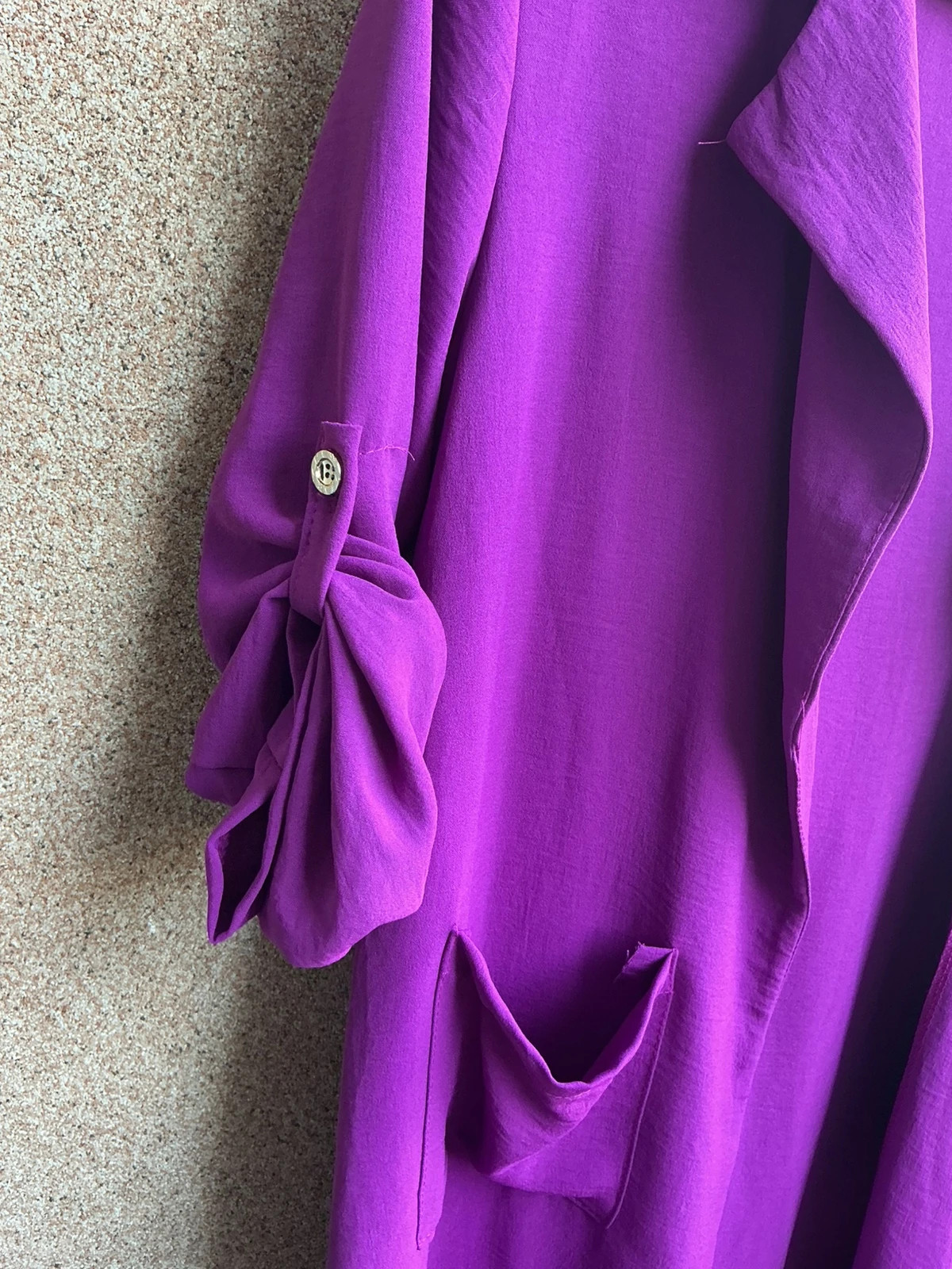 Casaco comprido fluido roxo com bolsos – taille Tamanho único 3