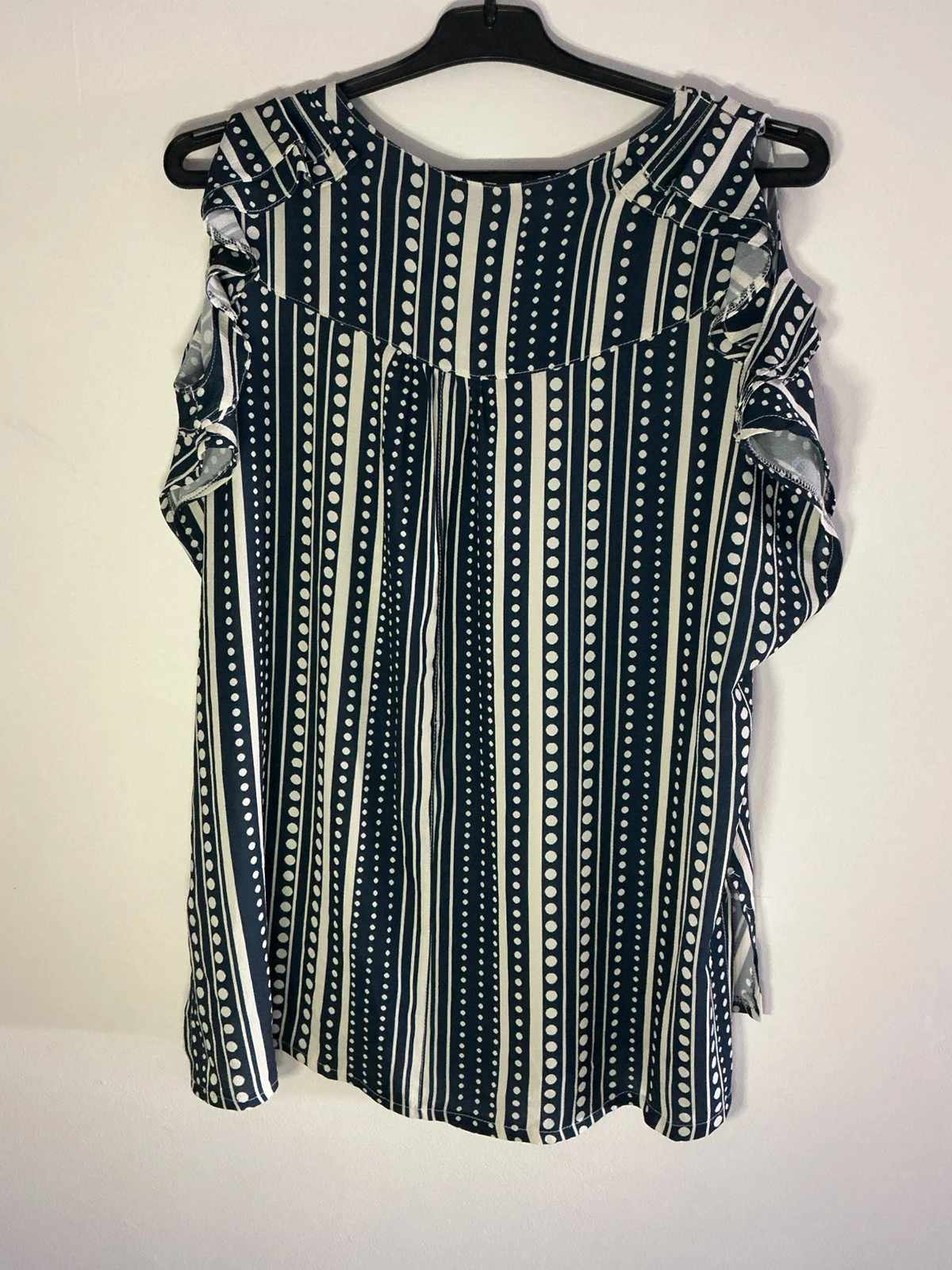 Blusa Vetistyle Paris azul-marinho com folhos – 42/44 – taille XL / 42 / 14 4
